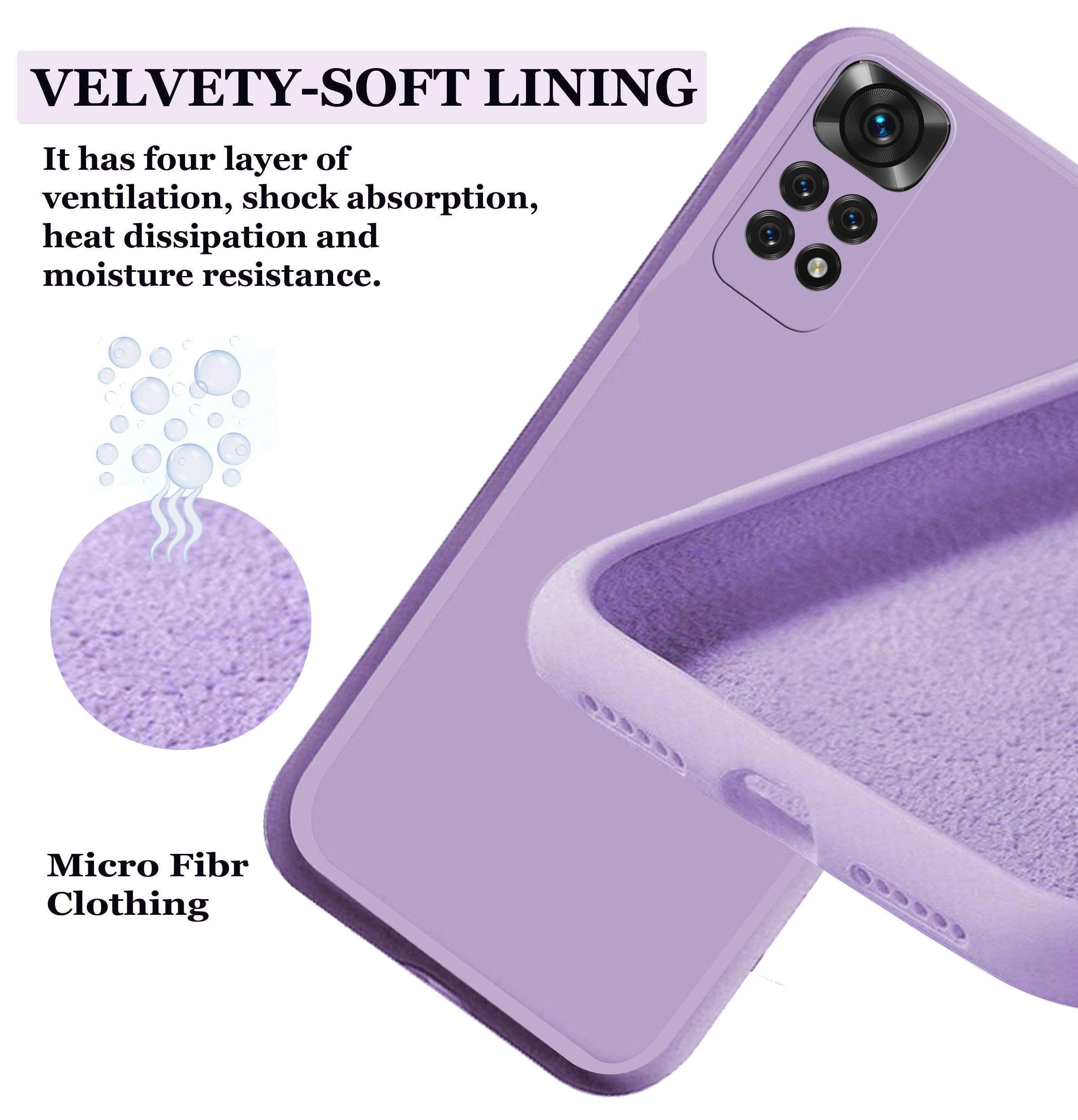 Mi Redmi Note 11 / Note 11s Liquid Silicone Back Cover Case With TPU & Matte Finish - Purple