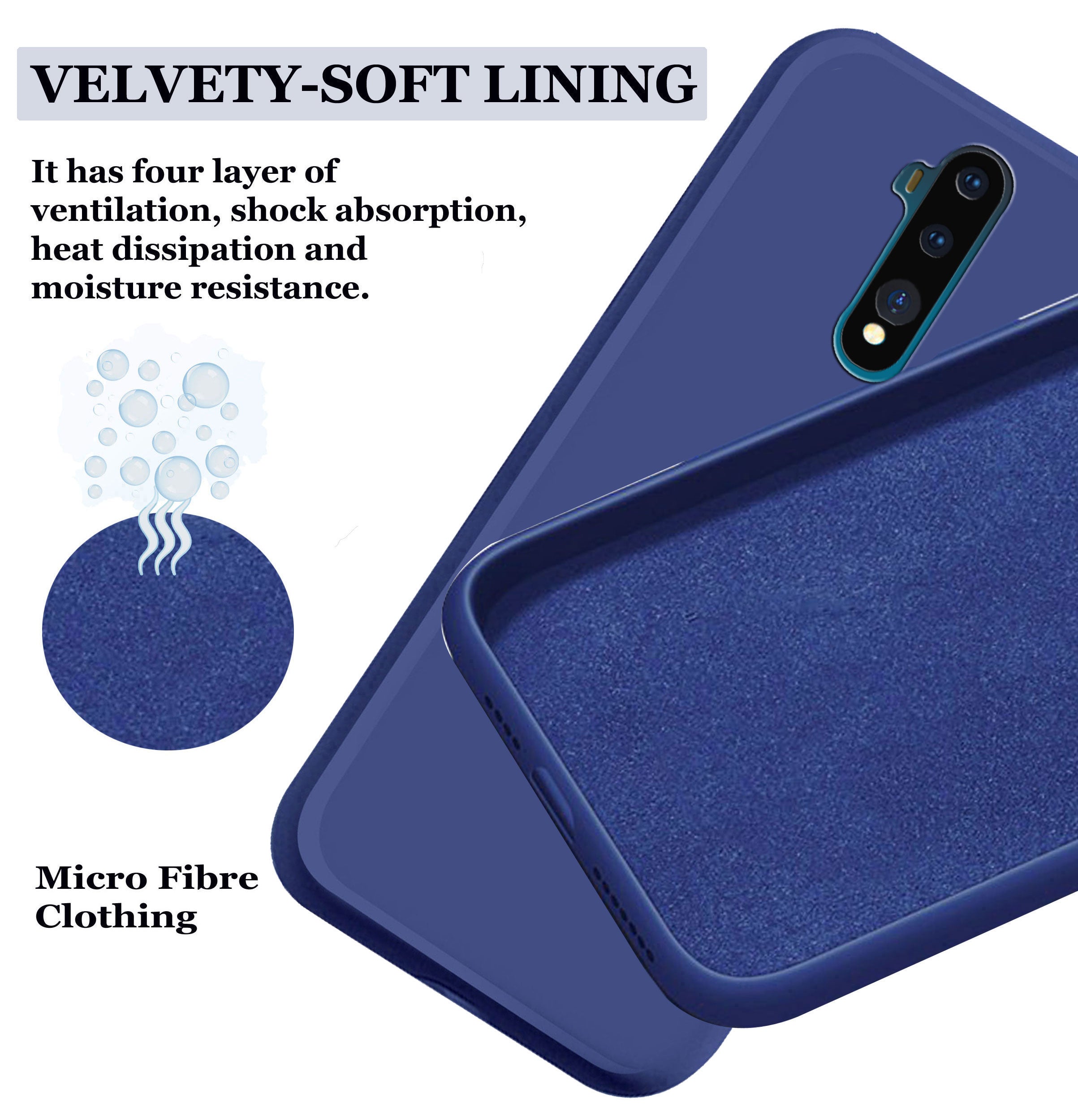 OnePlus 7T Pro Liquid Silicone Back Cover Case With TPU & Matte Finish - Blue