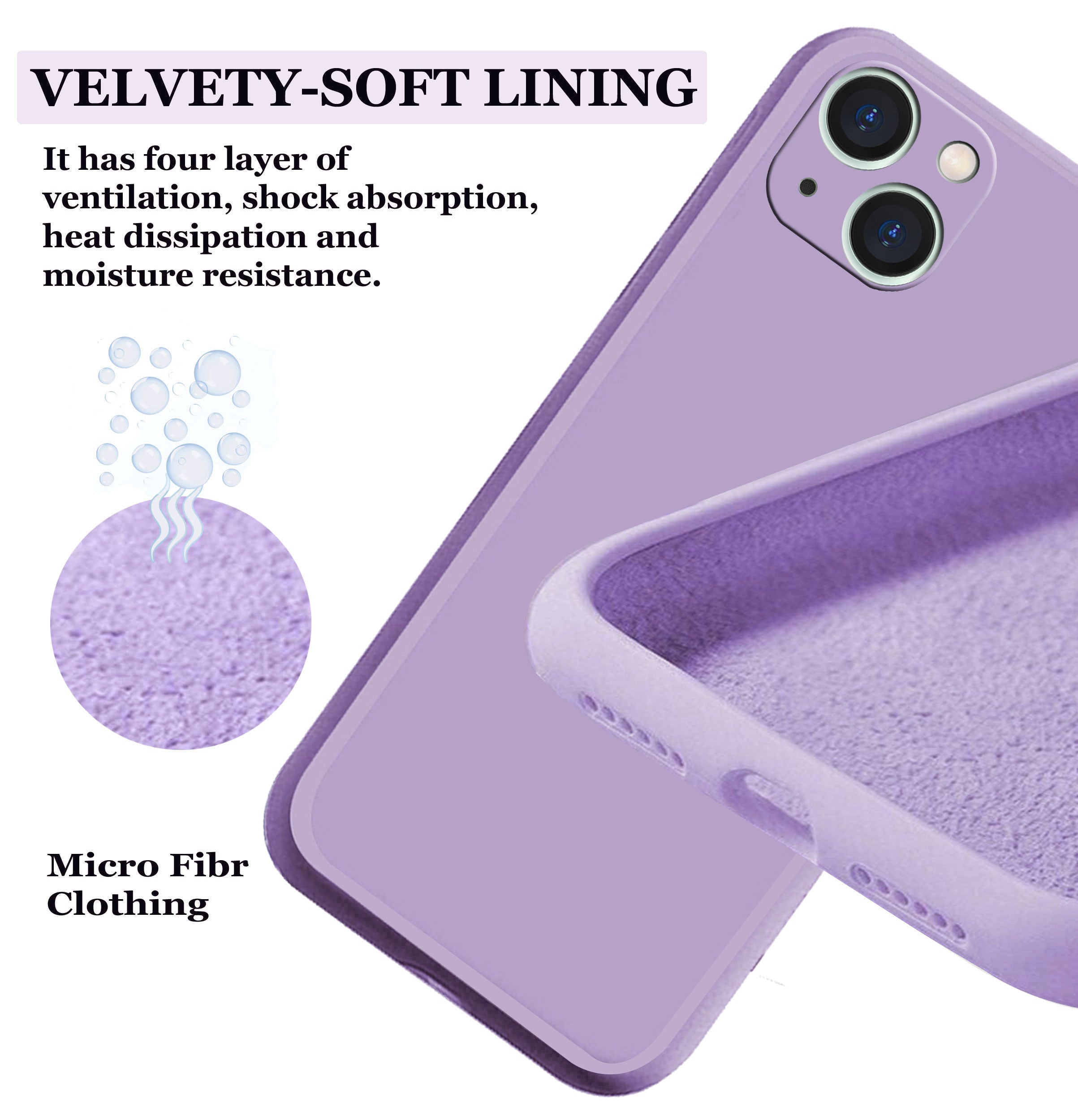 iPhone 14 Liquid Silicone Back Cover Case With TPU & Matte Finish - Purple