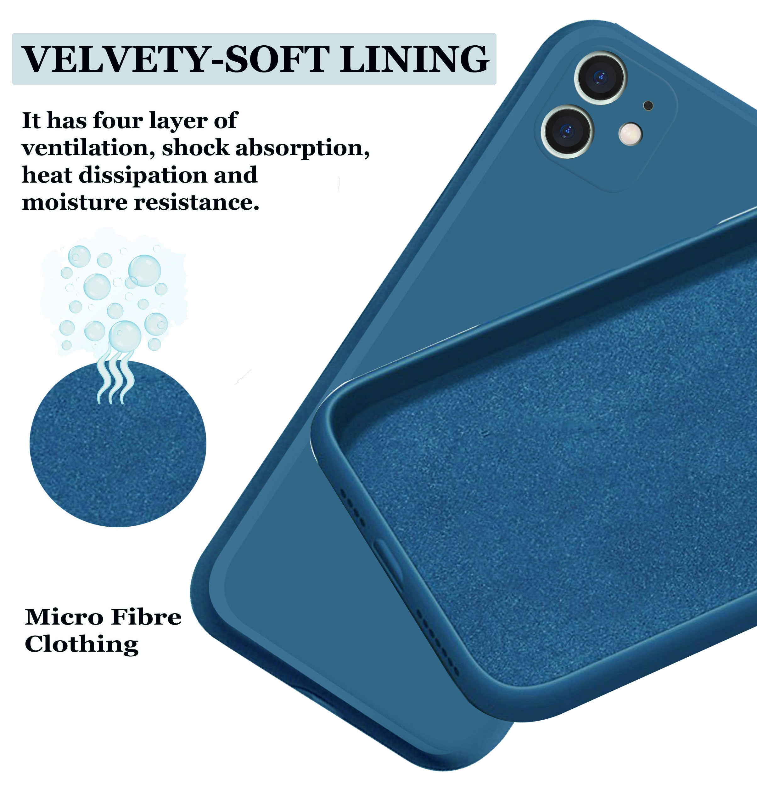 iphone 12 Mini Liquid Silicone Back Cover Case With TPU & Matte Finish -  Blue