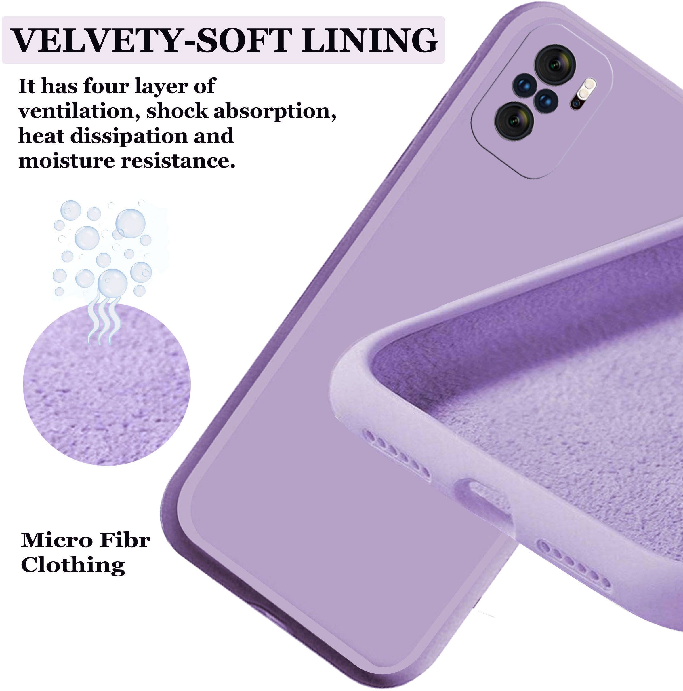 Redmi Note 10 4G /10S Liquid Silicone Back Cover Case With TPU & Matte Finish - Purple