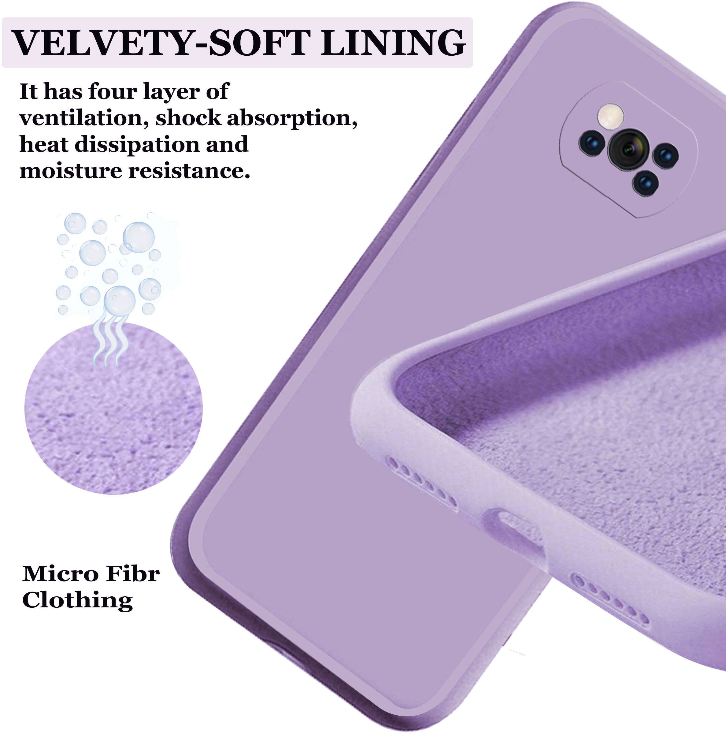 Poco X3/ Poco X3 Pro Liquid Silicone Back Cover Case With TPU & Matte Finish - Purple