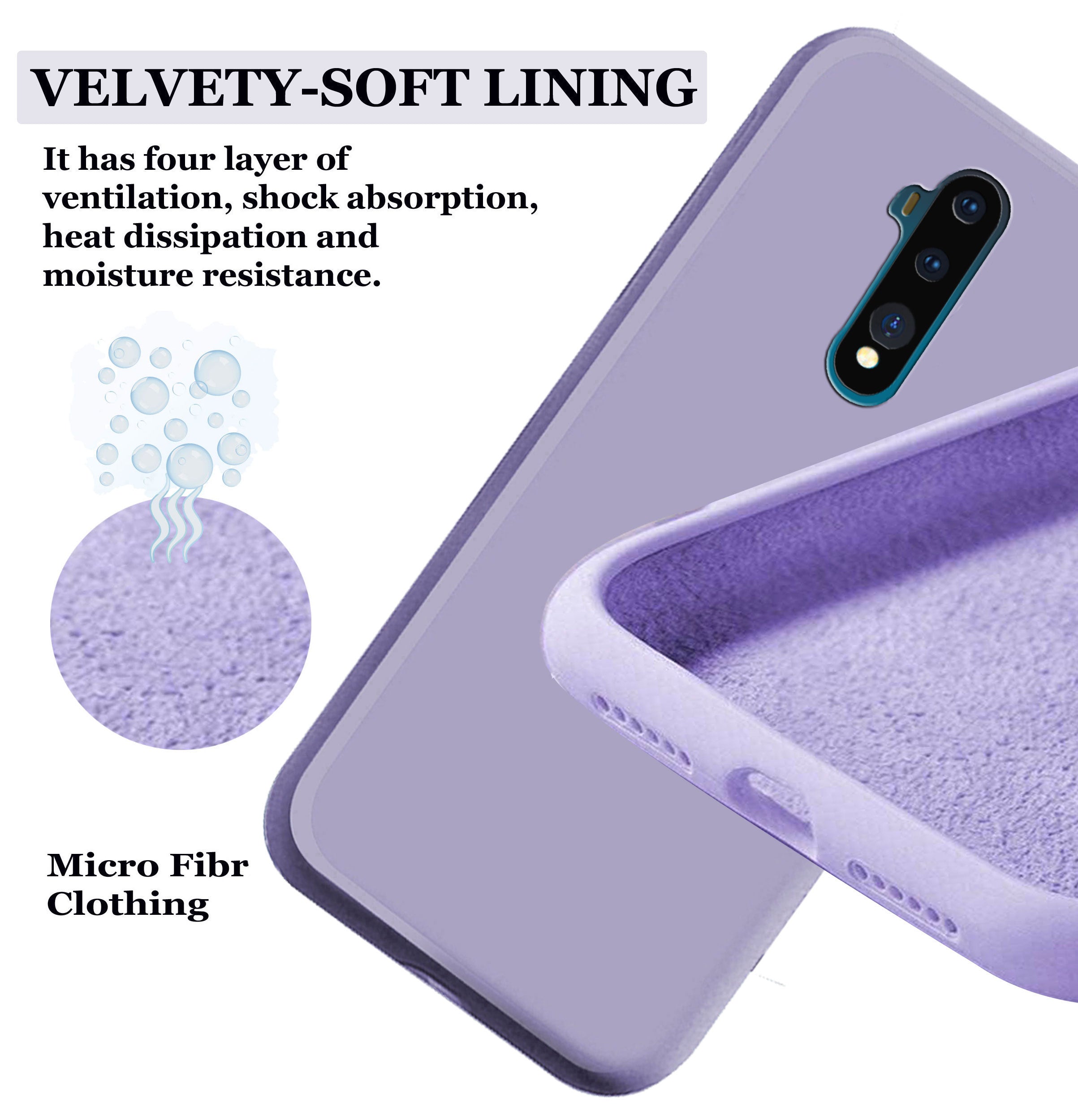 OnePlus 7T Pro Liquid Silicone Back Cover Case With TPU & Matte Finish - Purple