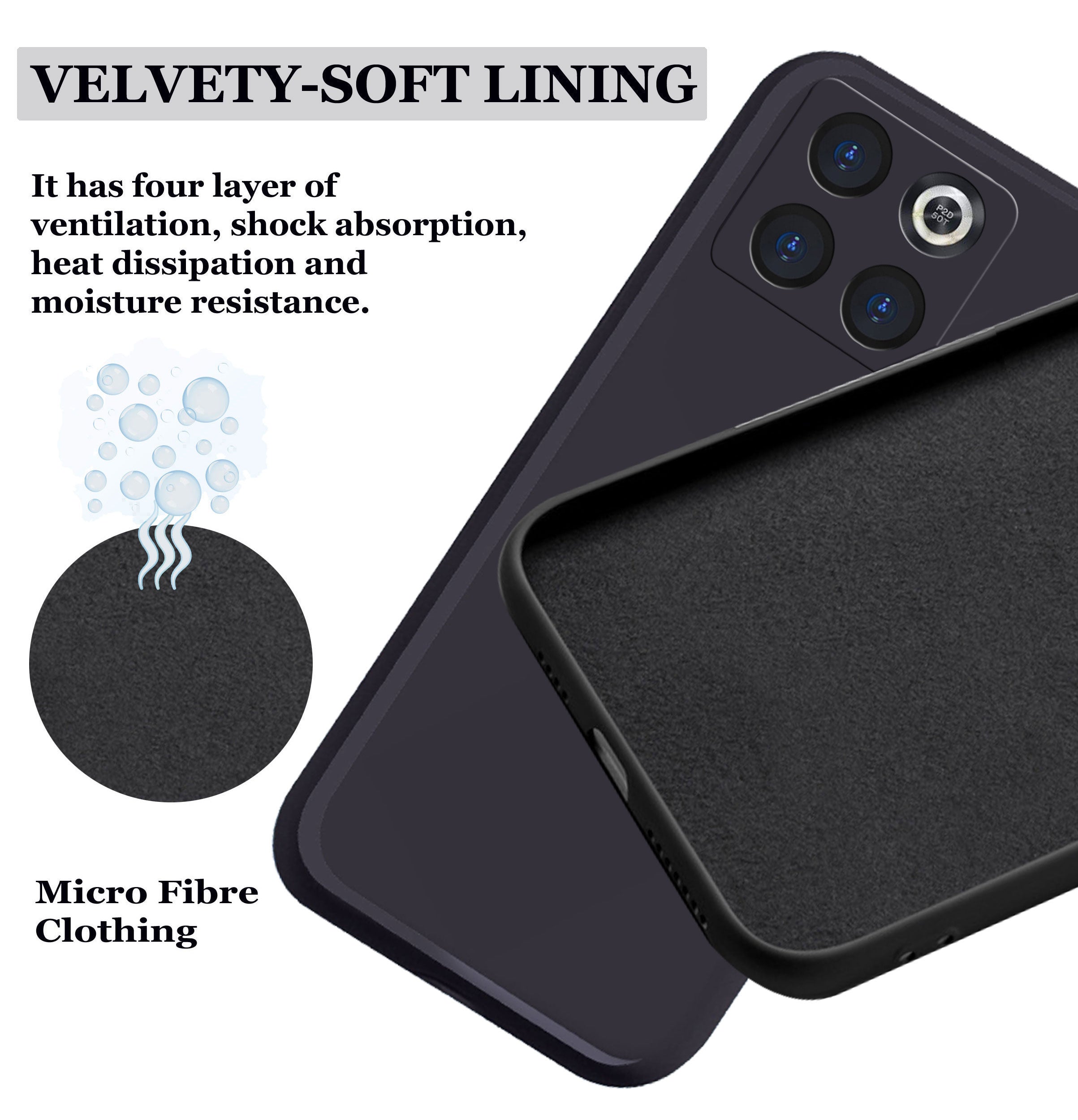 Oneplus 10T 5G  Liquid Silicone Back Cover Case With TPU & Matte Finish - Black
