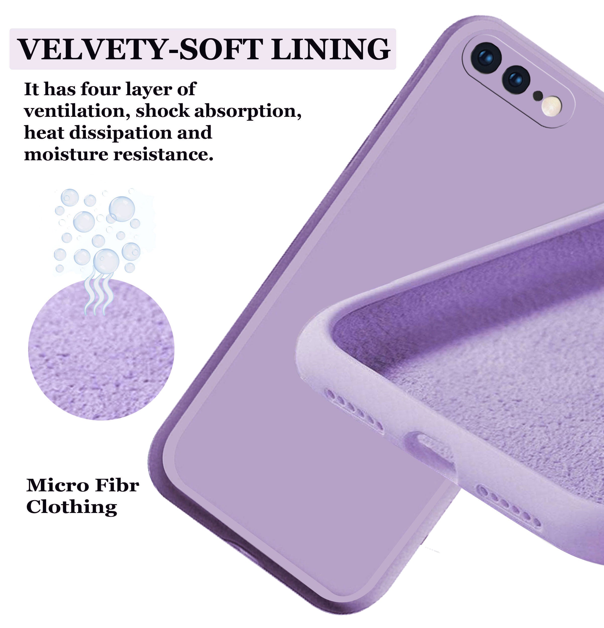 iphone 7 Plus Liquid Silicone Back Cover Case With TPU & Matte Finish - Purple