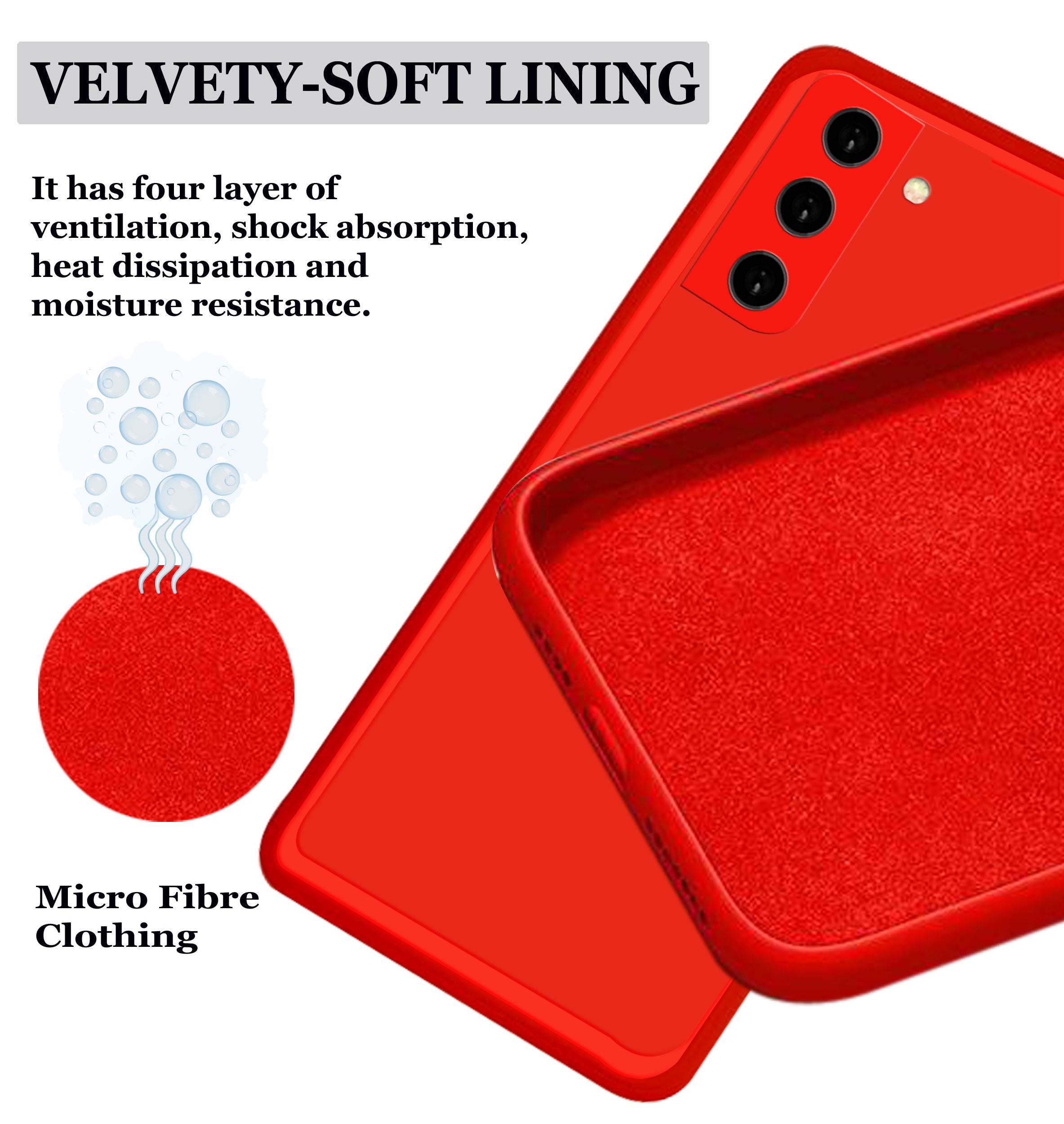 Samsung Galaxy S21 FE 5G Liquid Silicone Back Cover Case With TPU & Matte Finish - Red
