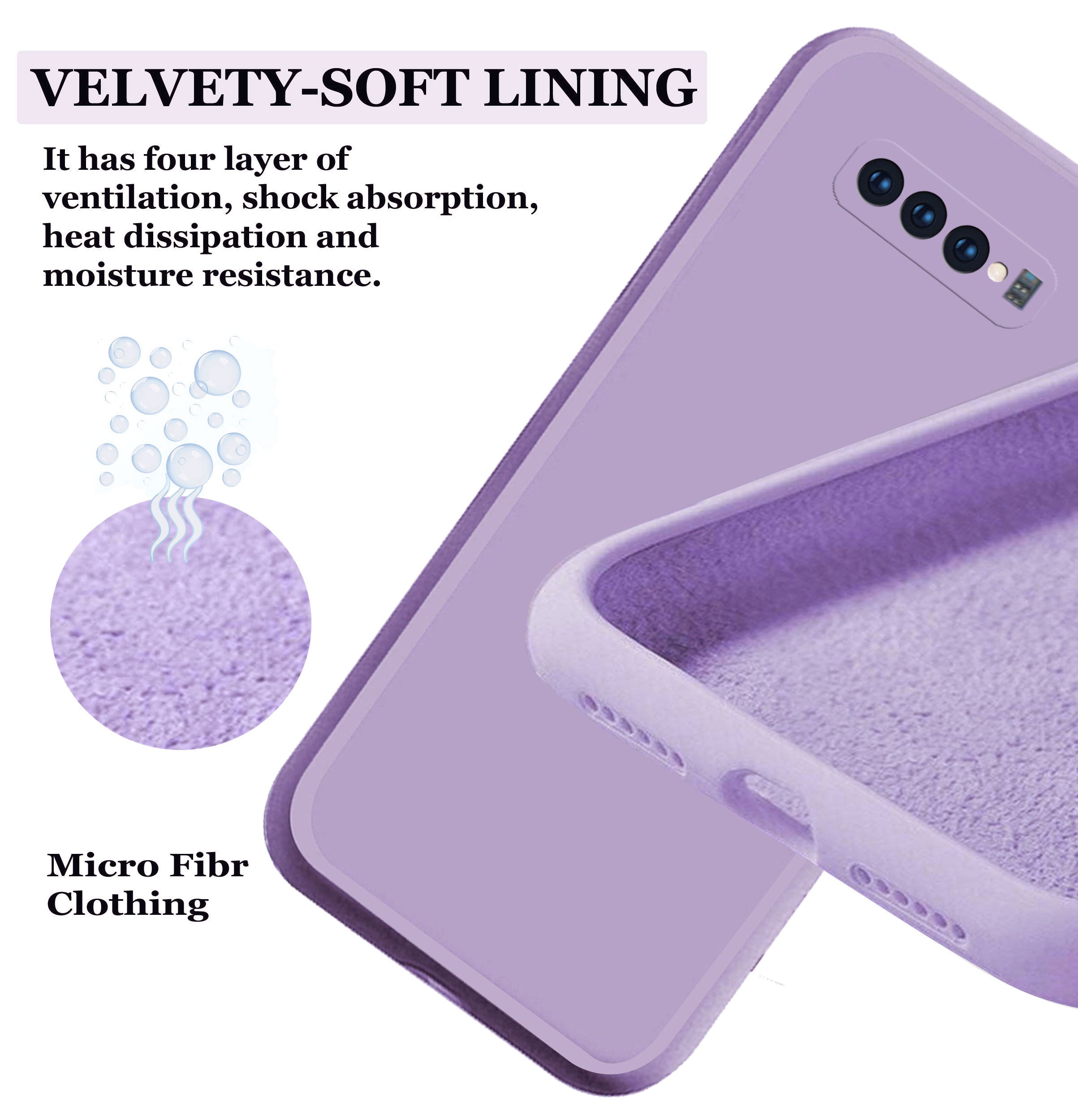 Samsung Galaxy S10 Liquid Silicone Back Cover Case With TPU & Matte Finish - Purple