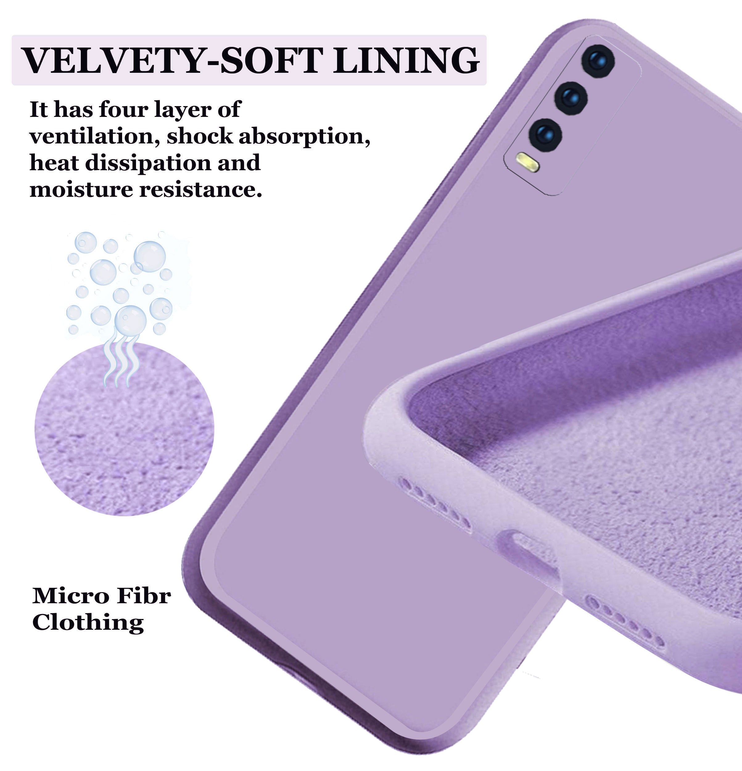 Vivo Y20 Liquid Silicone Back Cover Case With TPU & Matte Finish - Purple