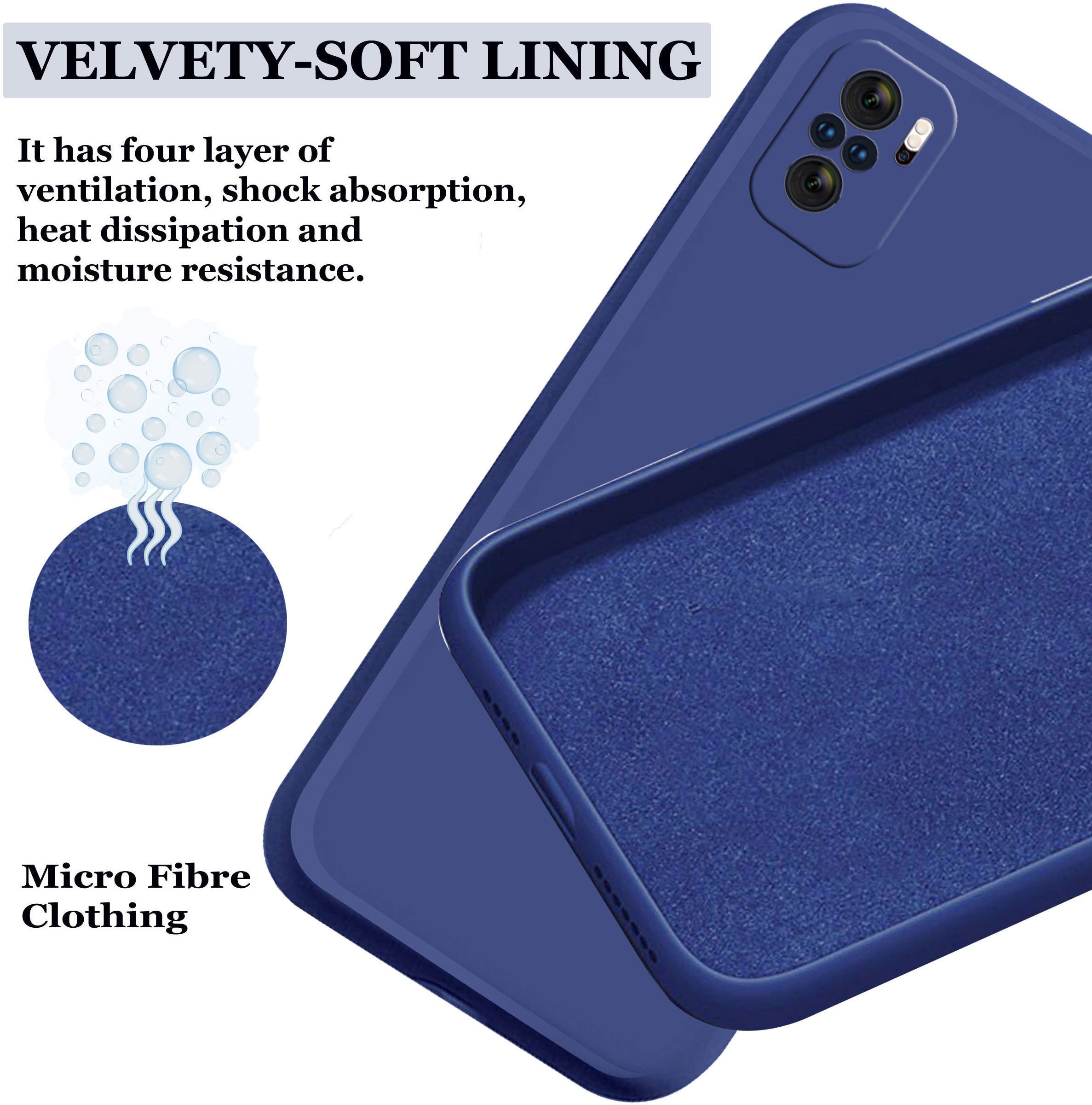 Redmi Note 10 4G / 10S Liquid Silicone Back Cover Case With TPU & Matte Finish - Blue