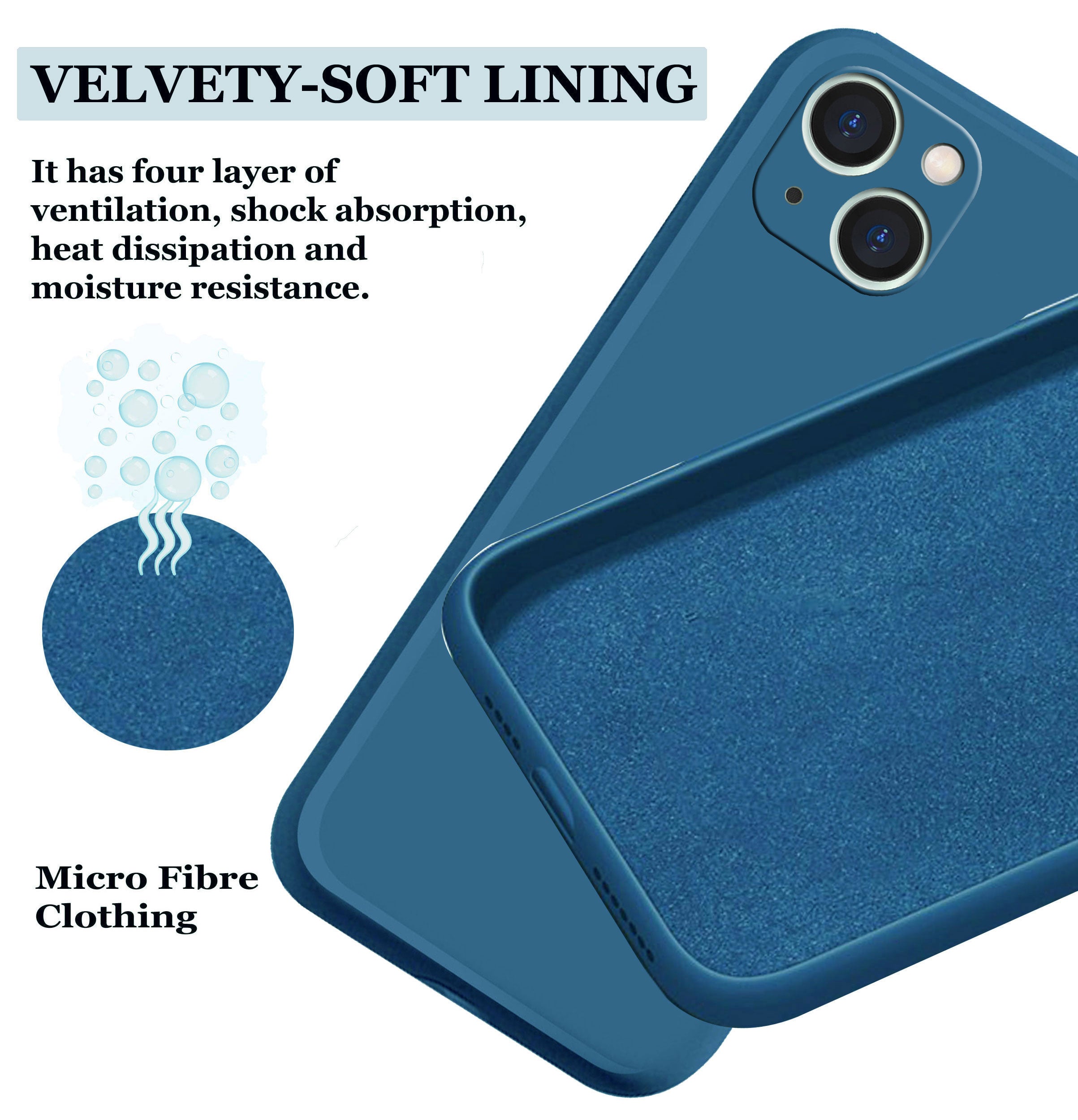 iPhone 14 Liquid Silicone Back Cover Case With TPU & Matte Finish - Blue