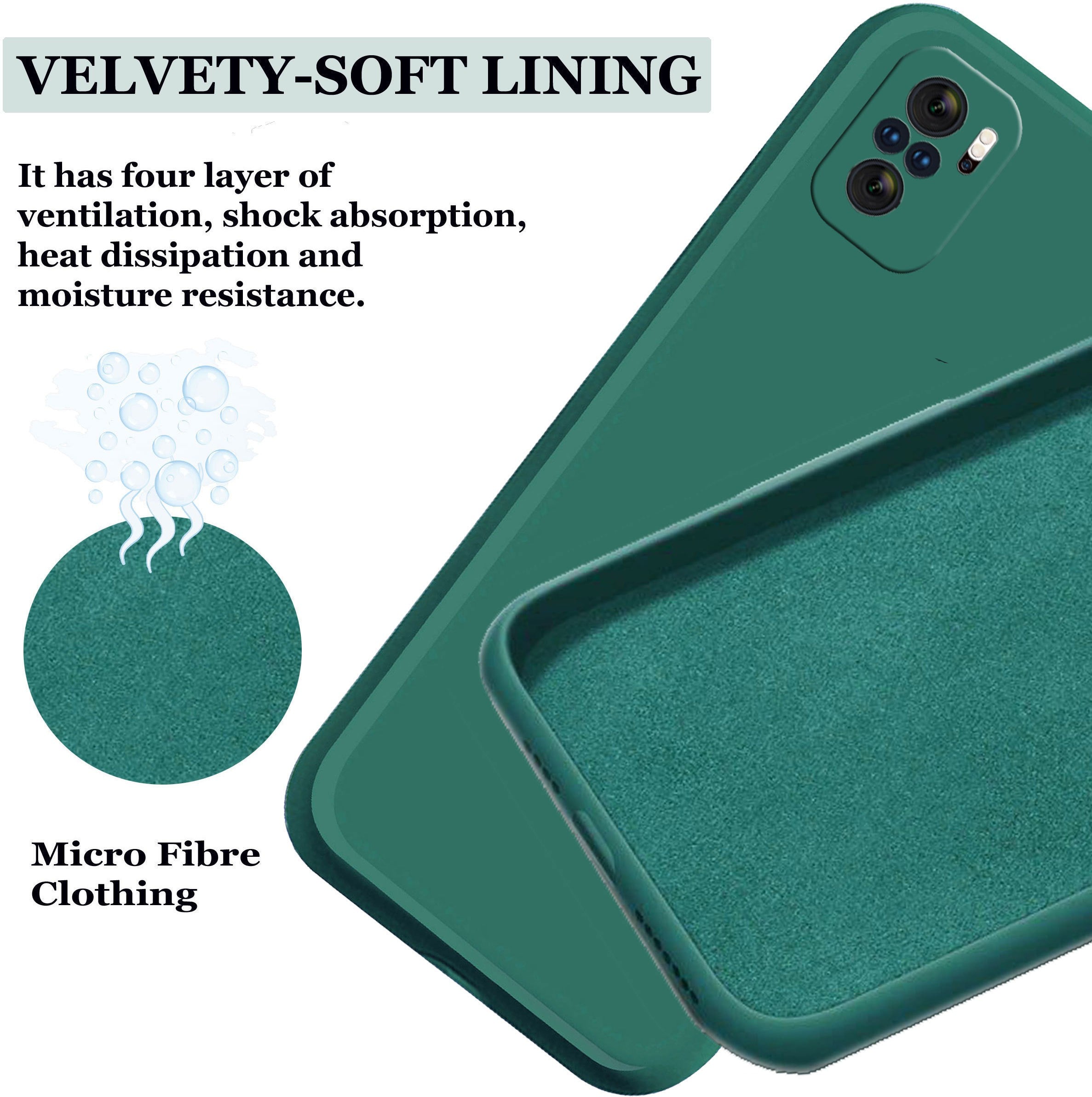 Redmi Note 10 4G / 10S  Liquid Silicone Back Cover Case With TPU & Matte Finish - Dark Green