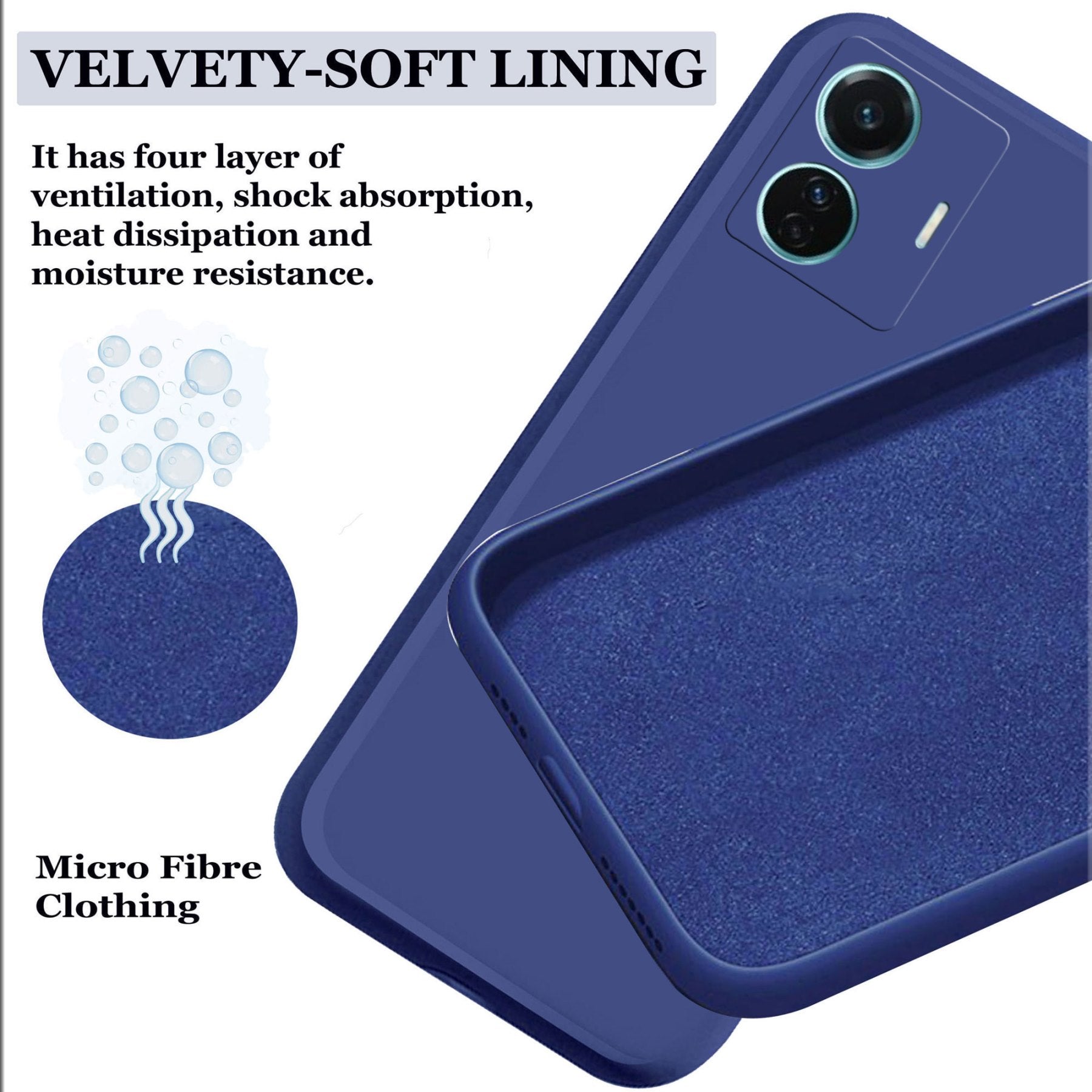 iQOO Z6 Pro 5G / Vivo T1 Pro 5G Liquid Silicone Back Cover Case With TPU & Matte Finish - Blue