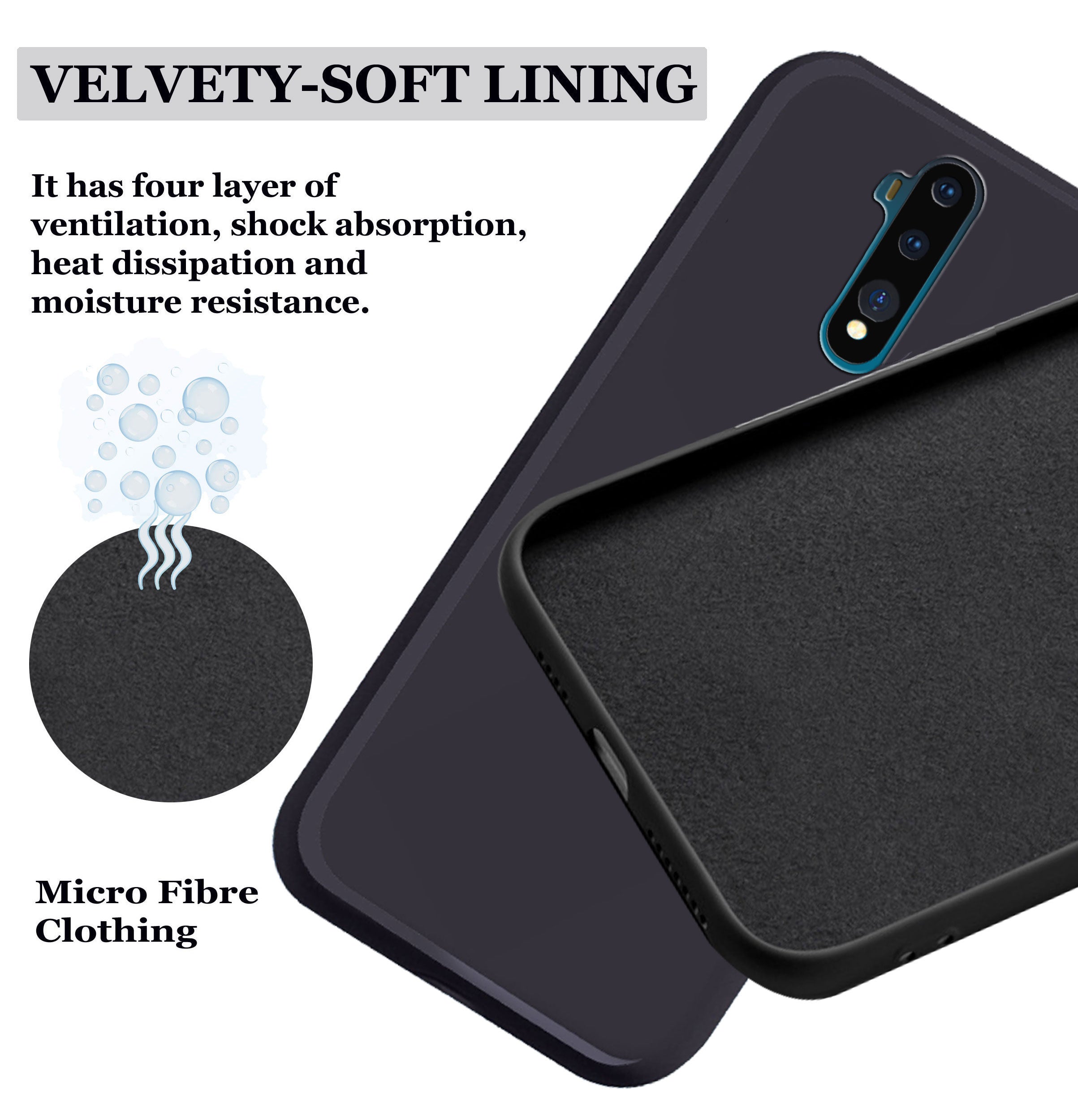 OnePlus 7T Pro Liquid Silicone Back Cover Case With TPU & Matte Finish - Black