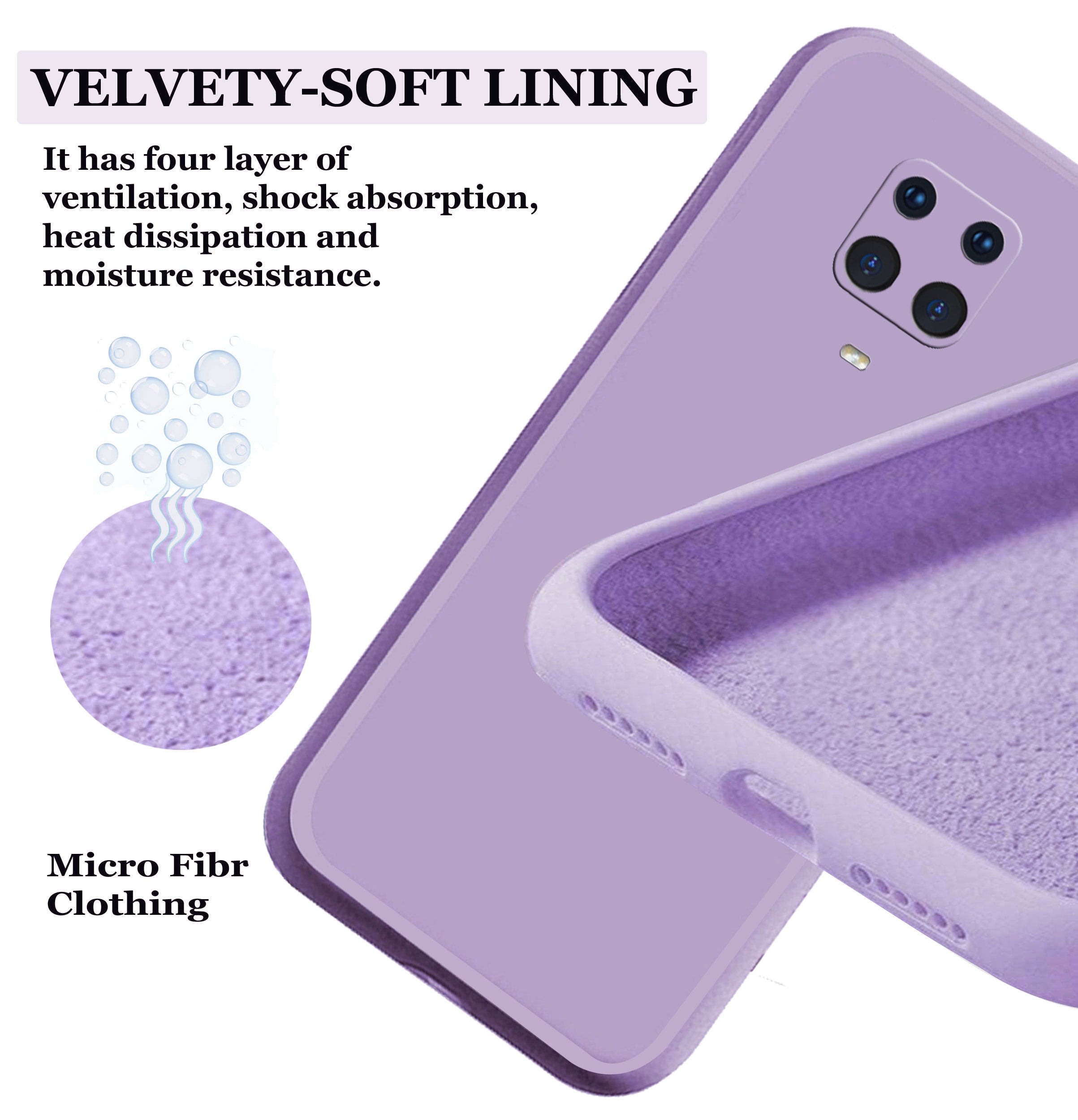 Liquid TPU Silicone Matte Back Cover Case For Redmi Note 9 Pro / Pro Max - Purple