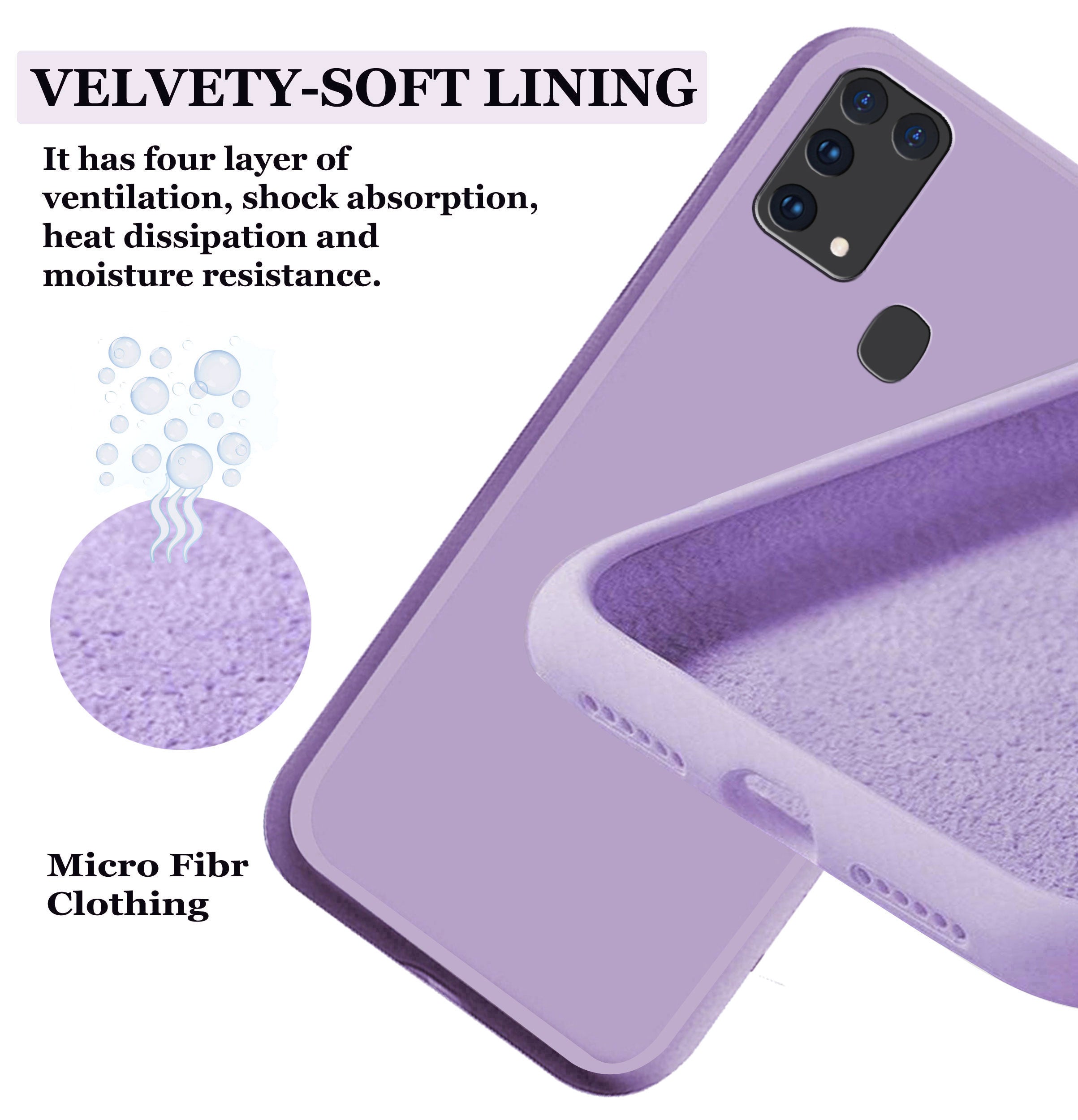Samsung Galaxy M31 Liquid Silicone Back Cover Case With TPU & Matte Finish - Purple