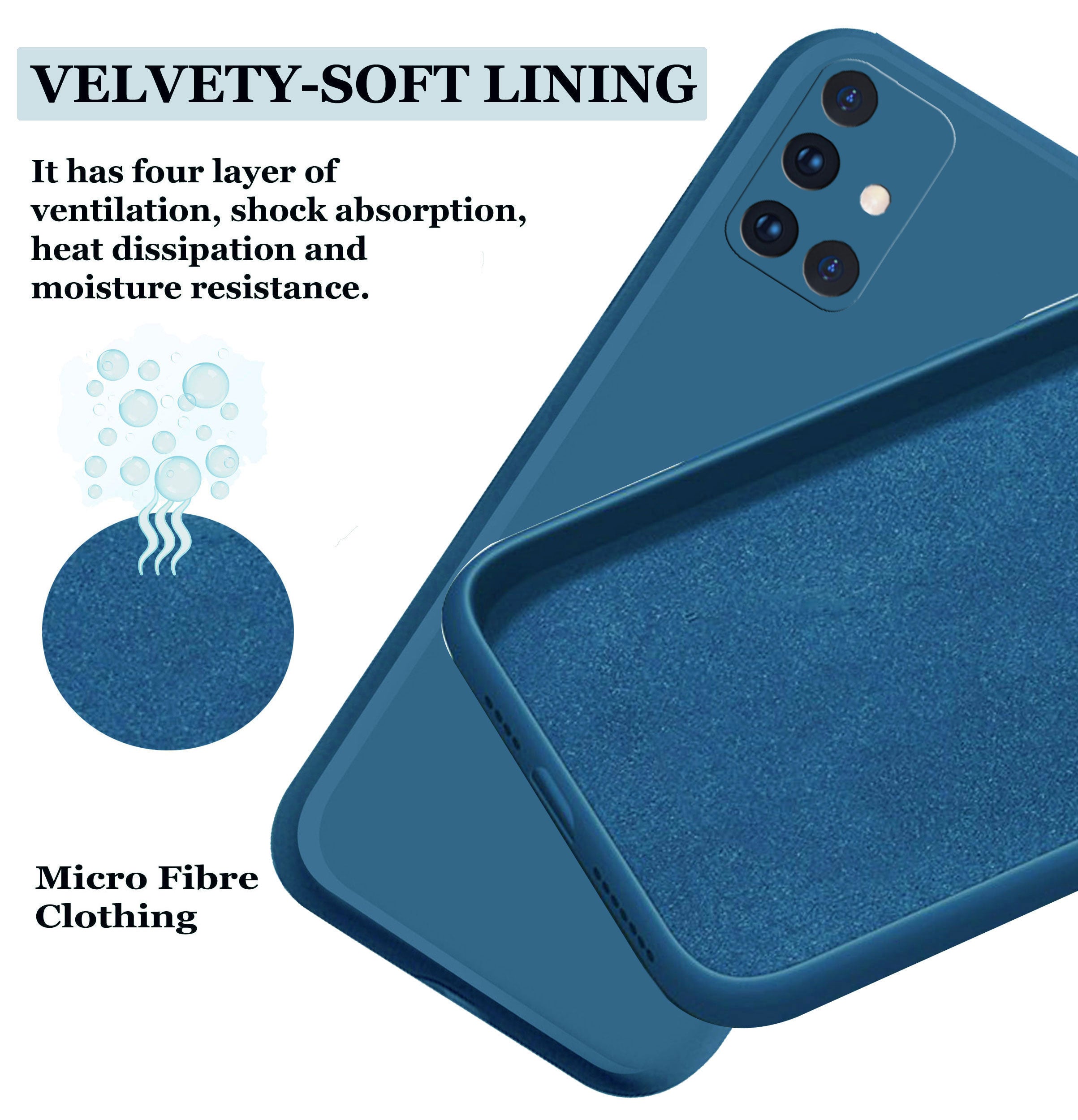 Samsung M51 Liquid Silicone Back Cover Case With TPU & Matte Finish - Blue