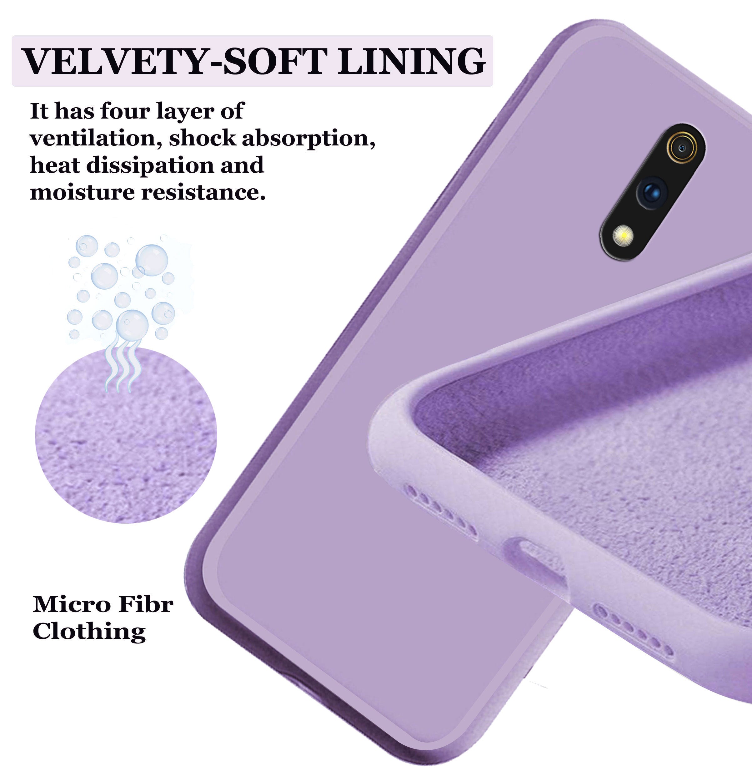 Realme X Liquid Silicone Back Cover Case With TPU & Matte Finish - Purple