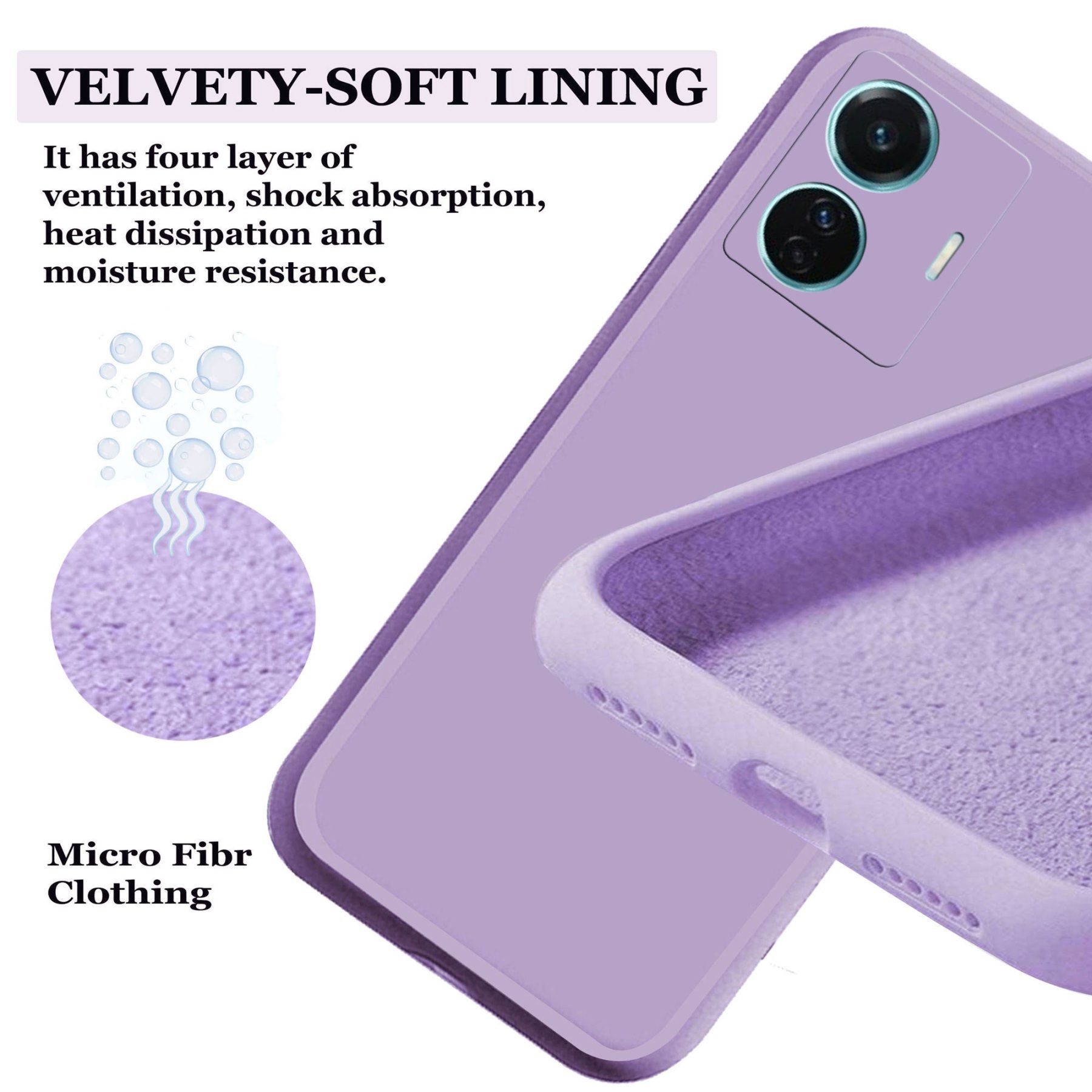 iQOO Z6 Pro 5G / Vivo T1 Pro 5G Liquid Silicone Back Cover Case With TPU & Matte Finish - Purple