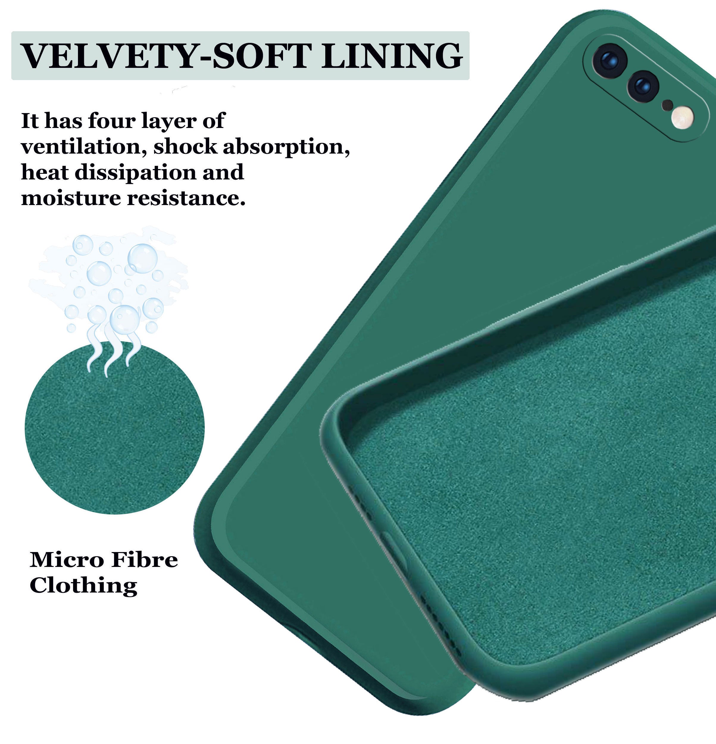iphone 7 Plus Liquid Silicone Back Cover Case With TPU & Matte Finish - Green