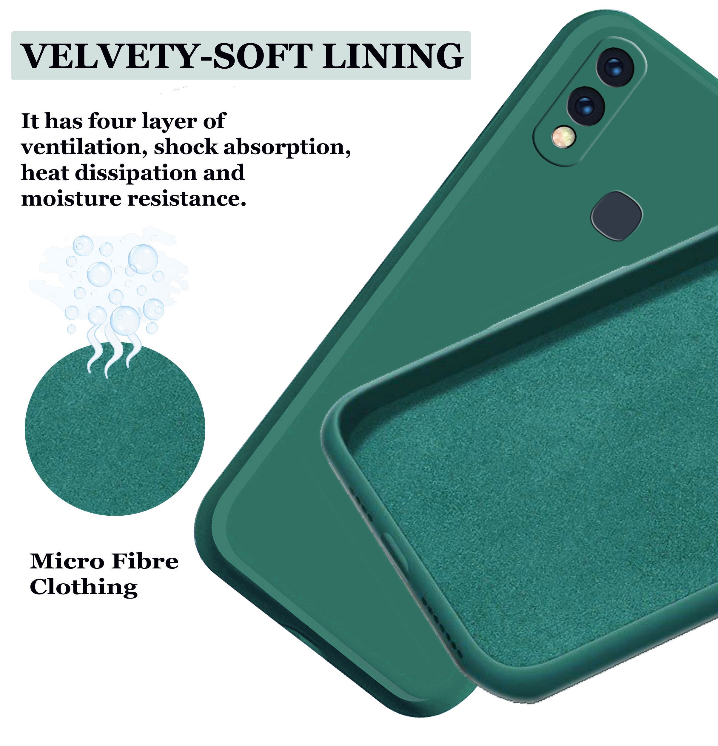 Vivo V9 Liquid Silicone Back Cover Case With TPU & Matte Finish - Green
