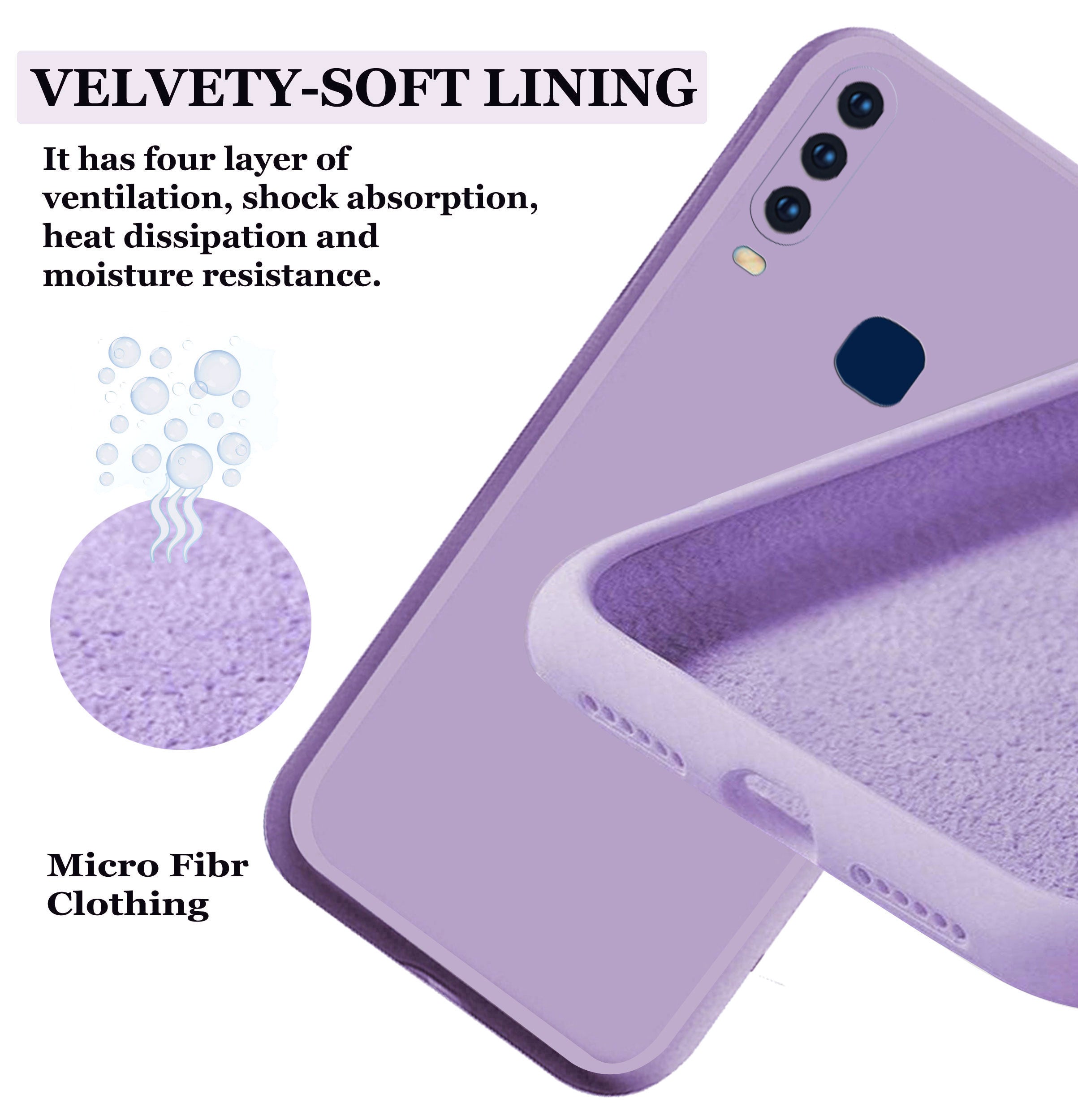 Vivo Y17 Liquid Silicone Back Cover Case With TPU & Matte Finish - Purple