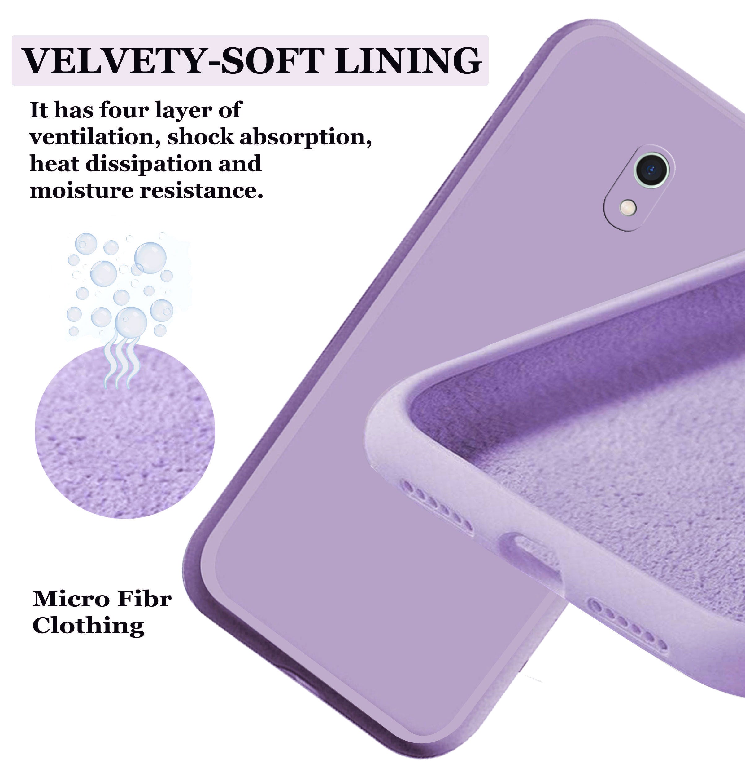 Redmi 8a Liquid Silicone Back Cover Case With TPU & Matte Finish - Purple