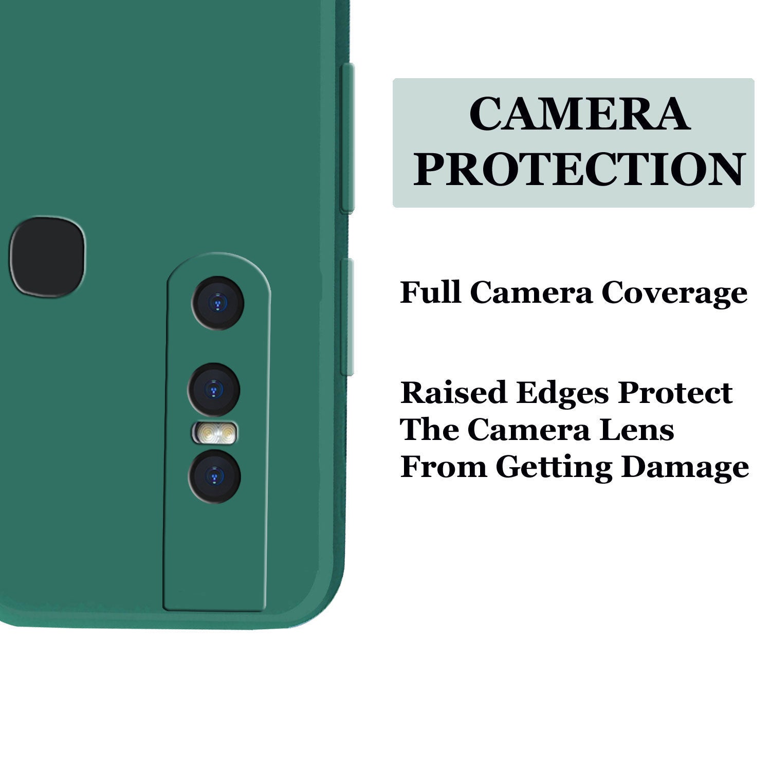 Vivo V15 Liquid Silicone Back Cover Case With TPU & Matte Finish - Green