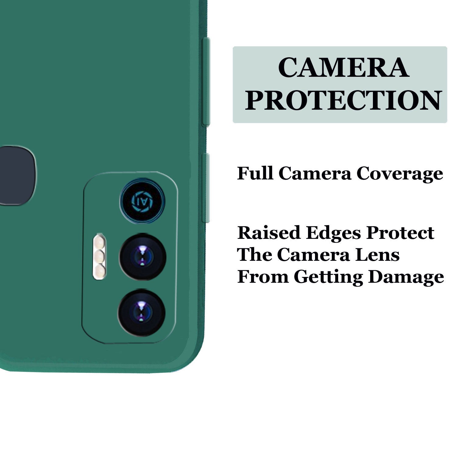 Tecno Spark 7 Liquid Silicone Back Cover Case With TPU & Matte Finish - Green
