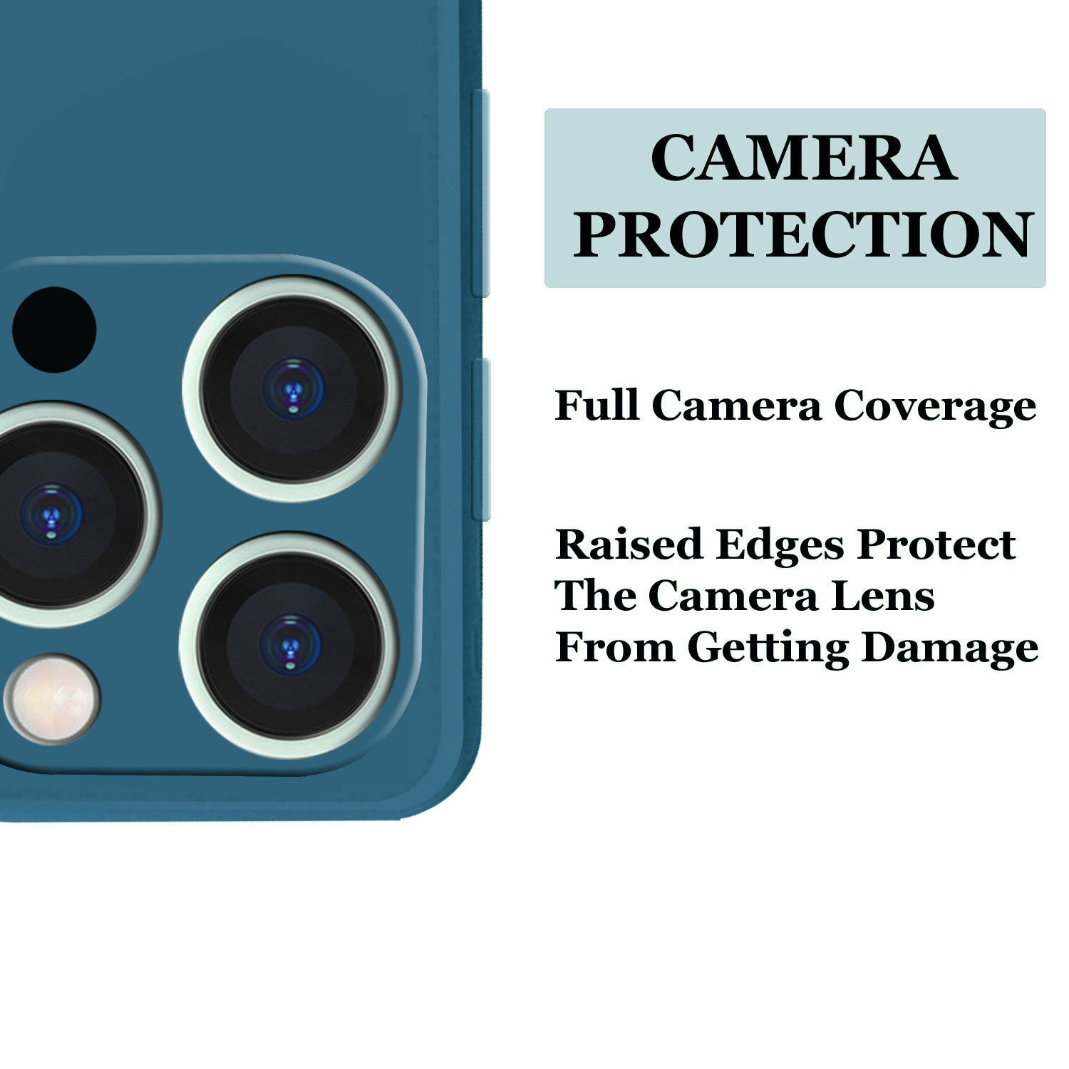 Iphone 13 Pro max Liquid Silicone Back Cover Case With TPU & Matte Finish - Blue