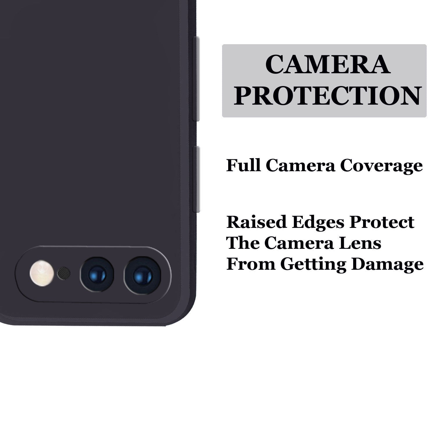 iphone 7 Plus Liquid Silicone Back Cover Case With TPU & Matte Finish - Black