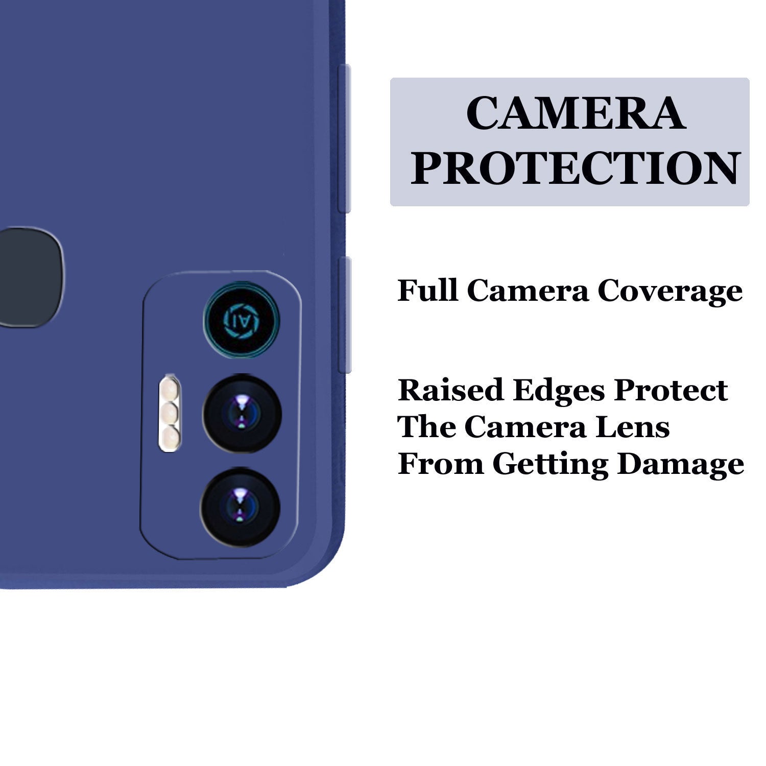 Tecno Spark 7 Liquid Silicone Back Cover Case With TPU & Matte Finish - Blue