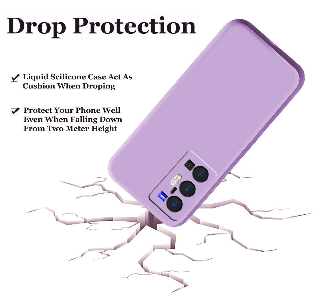Vivo X70 Pro Plus Liquid Silicone Back Cover Case With TPU & Matte Finish - Purple