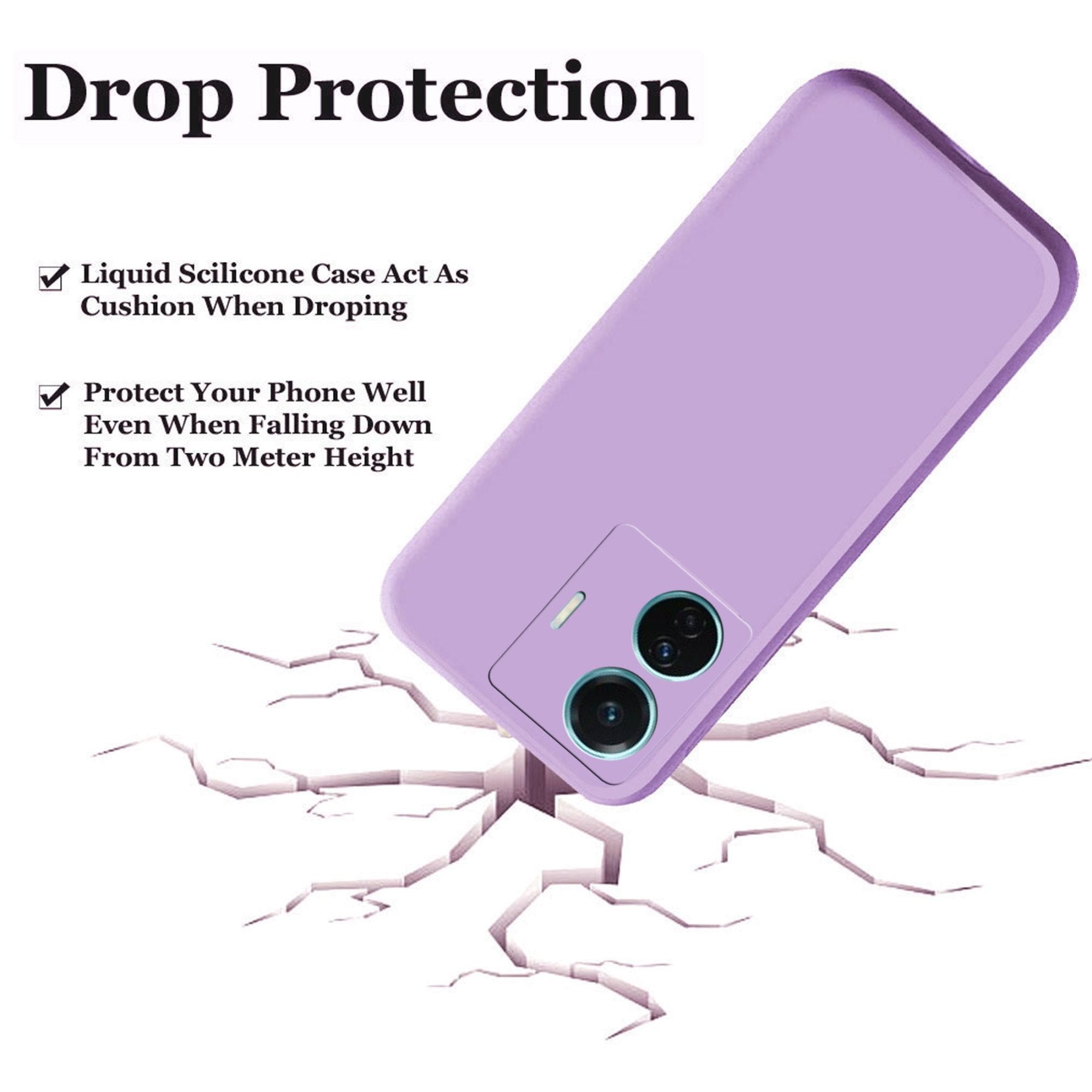 iQOO Z6 Pro 5G / Vivo T1 Pro 5G Liquid Silicone Back Cover Case With TPU & Matte Finish - Purple