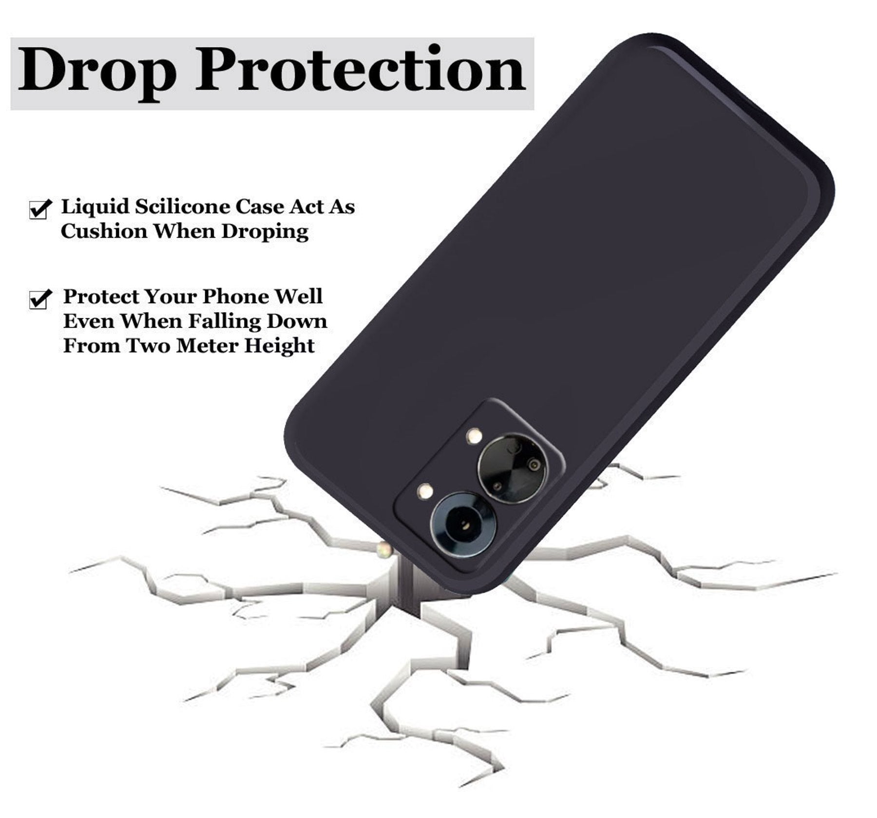 OnePlus Nord 2T 5G Liquid Silicone Back Cover Case With TPU & Matte Finish - Black