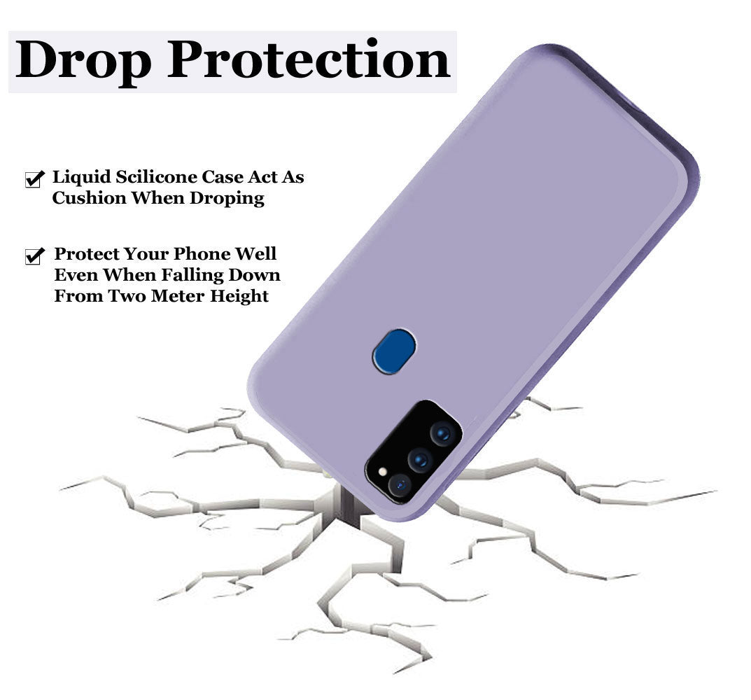 Samsung Galaxy M21/M30s Liquid Silicone Back Cover Case With TPU & Matte Finish - Purple