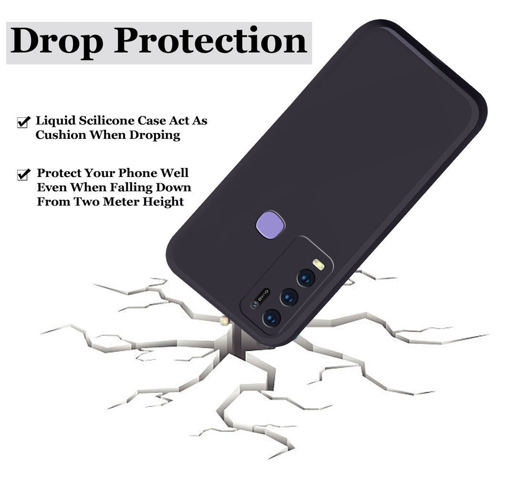 Vivo Y50 / Vivo Y30  Liquid Silicone Back Cover Case With TPU & Matte Finish - Black