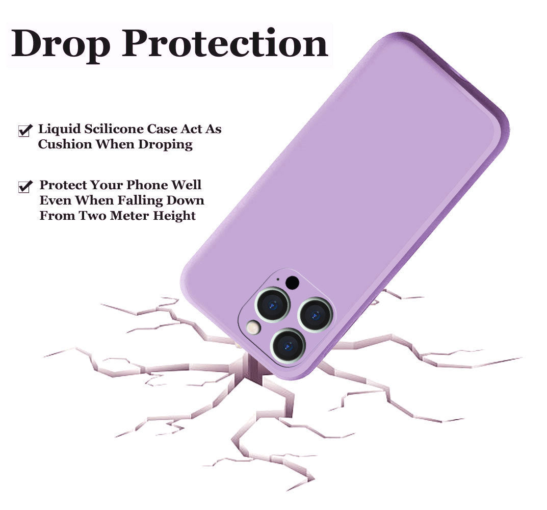 Iphone 13 Pro max Liquid Silicone Back Cover Case With TPU & Matte Finish - Purple