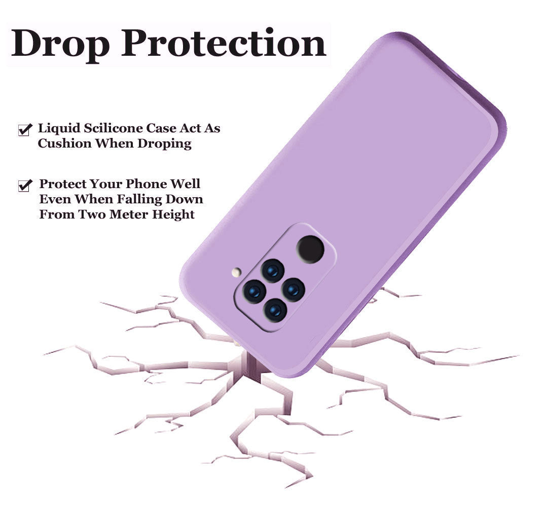 Redmi Note 9 Liquid Silicone Back Cover Case With TPU & Matte Finish - Purple