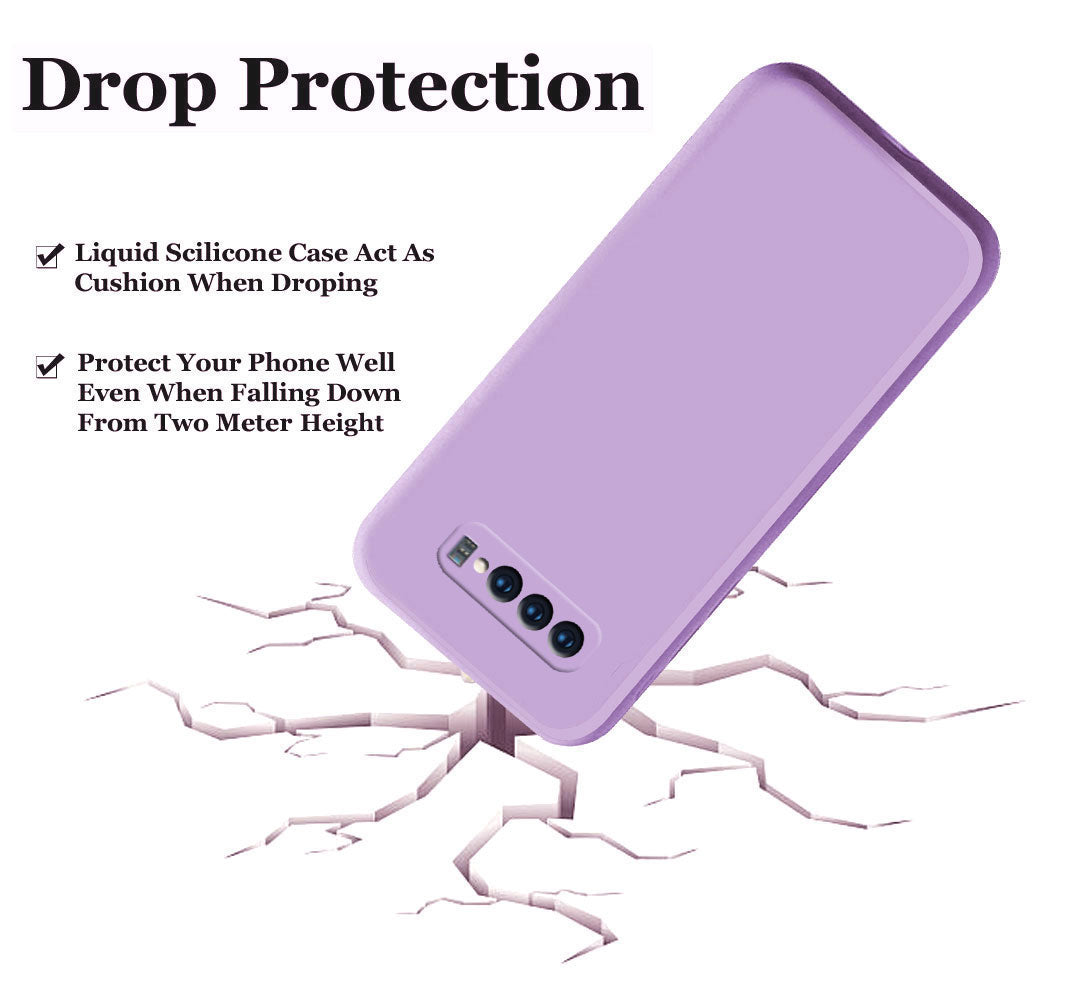 Samsung Galaxy S10 Liquid Silicone Back Cover Case With TPU & Matte Finish - Purple