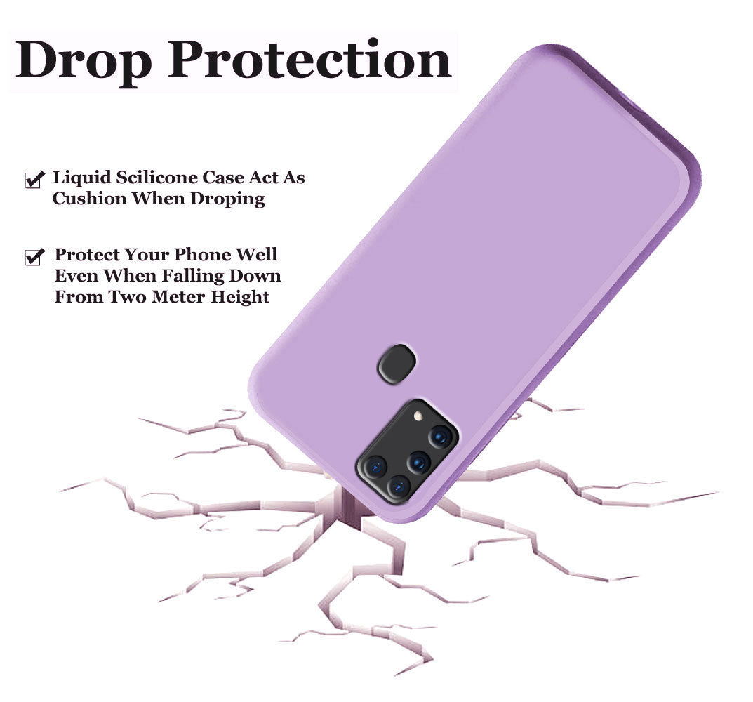 Samsung Galaxy M31 Liquid Silicone Back Cover Case With TPU & Matte Finish - Purple