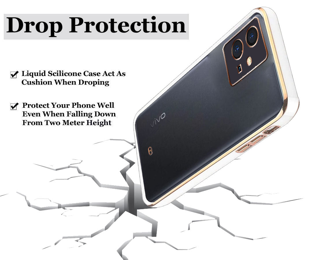 Electro Silicone Series Back cover Case For Vivo T1 5G / Vivo Y75 5G / iQOO Z6 5G - White