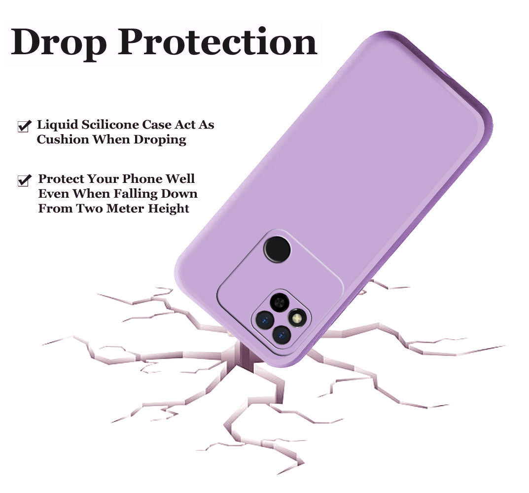 Mi Redmi 10A Liquid Silicone Back Cover Case With TPU & Matte Finish - Purple