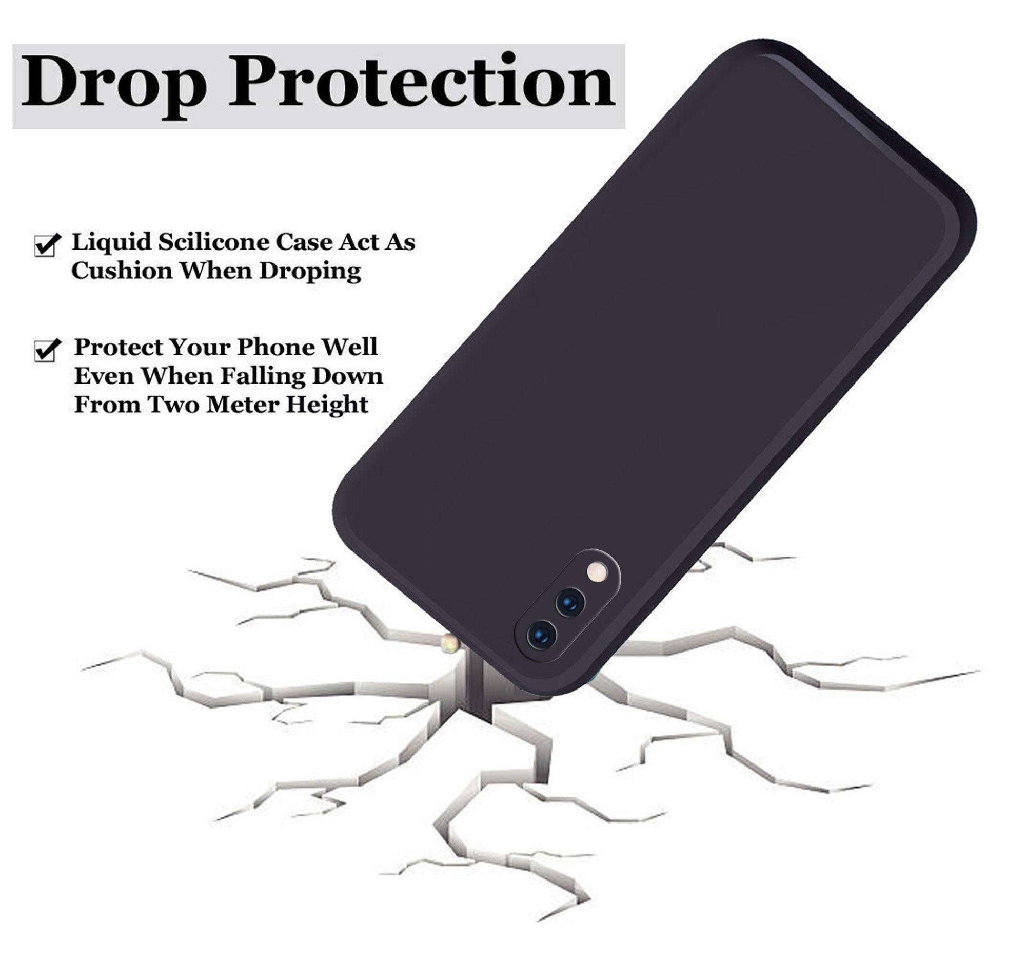 Vivo V11 Pro Liquid Silicone Back Cover Case With TPU & Matte Finish - Black