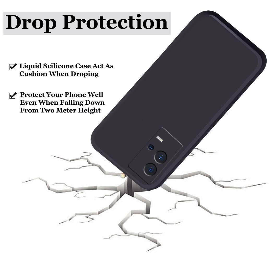 IQOO9 5G Liquid Silicone Back Cover Case With TPU & Matte Finish - Black
