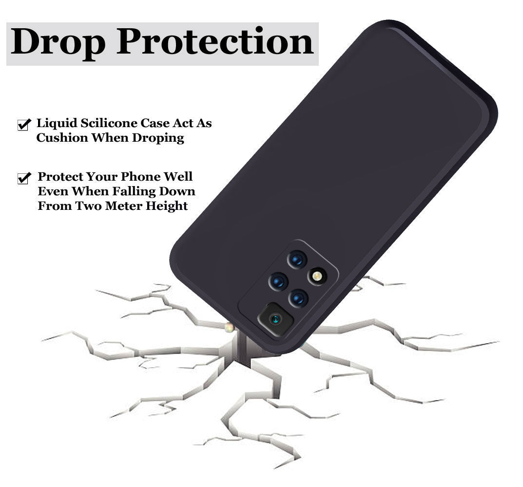 Xiaomi 11i 5G Liquid Silicone Back Cover Case With TPU & Matte Finish - Black