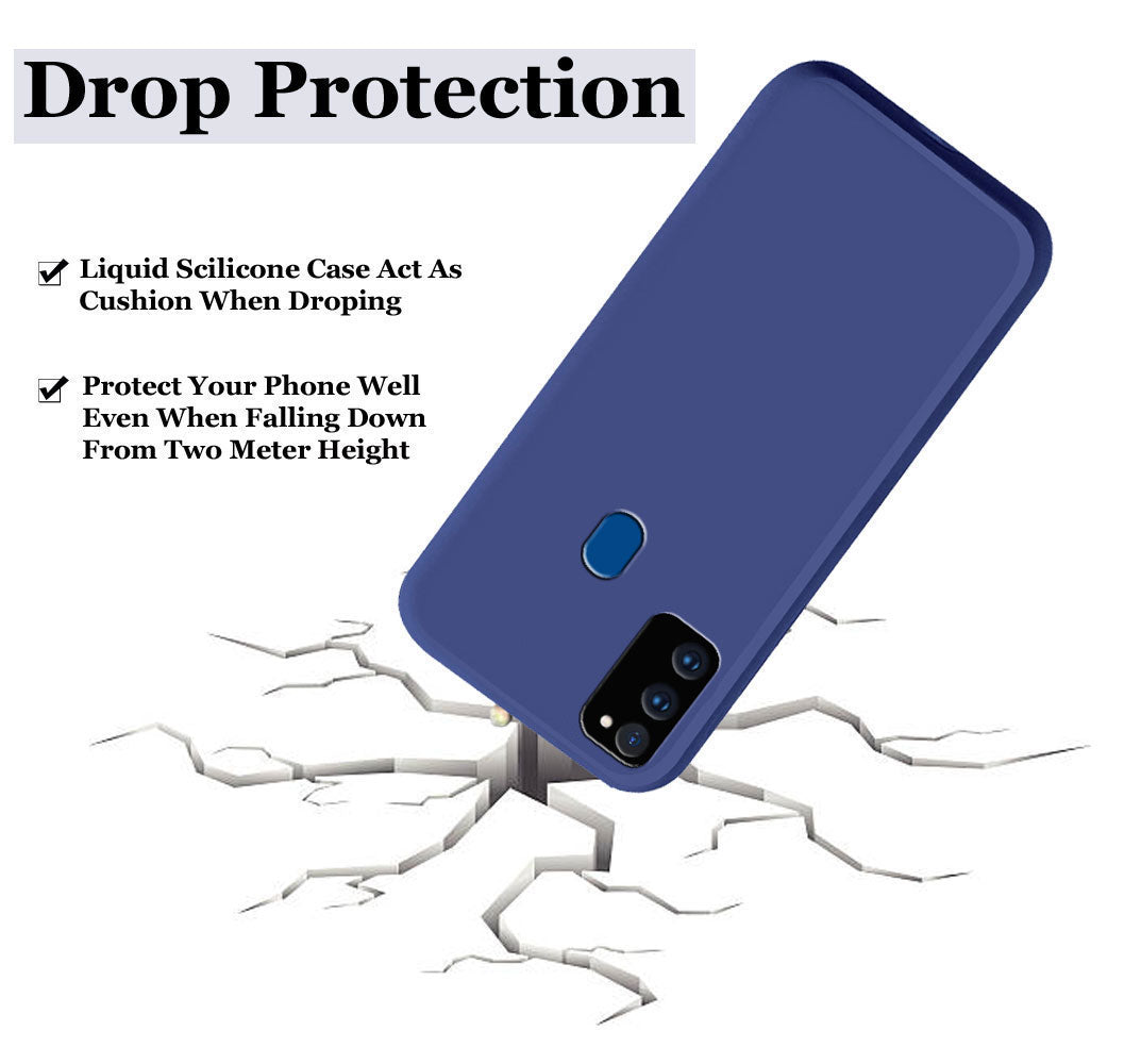 Samsung Galaxy M21/M30s Liquid Silicone Back Cover Case With TPU & Matte Finish - Blue
