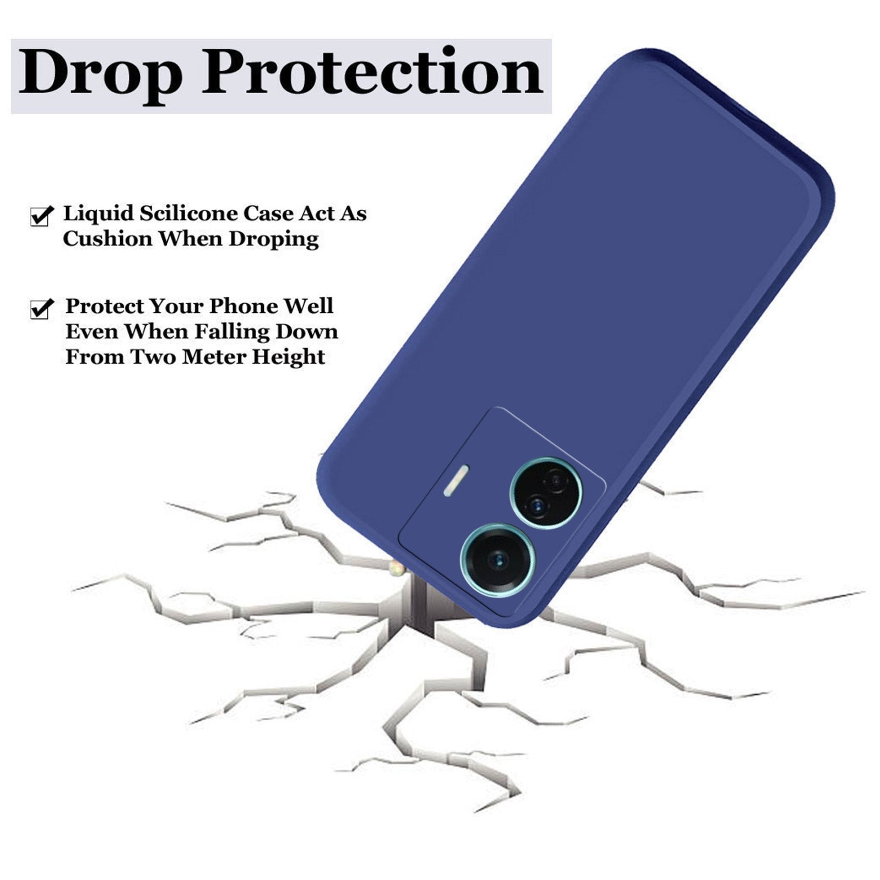 iQOO Z6 Pro 5G / Vivo T1 Pro 5G Liquid Silicone Back Cover Case With TPU & Matte Finish - Blue