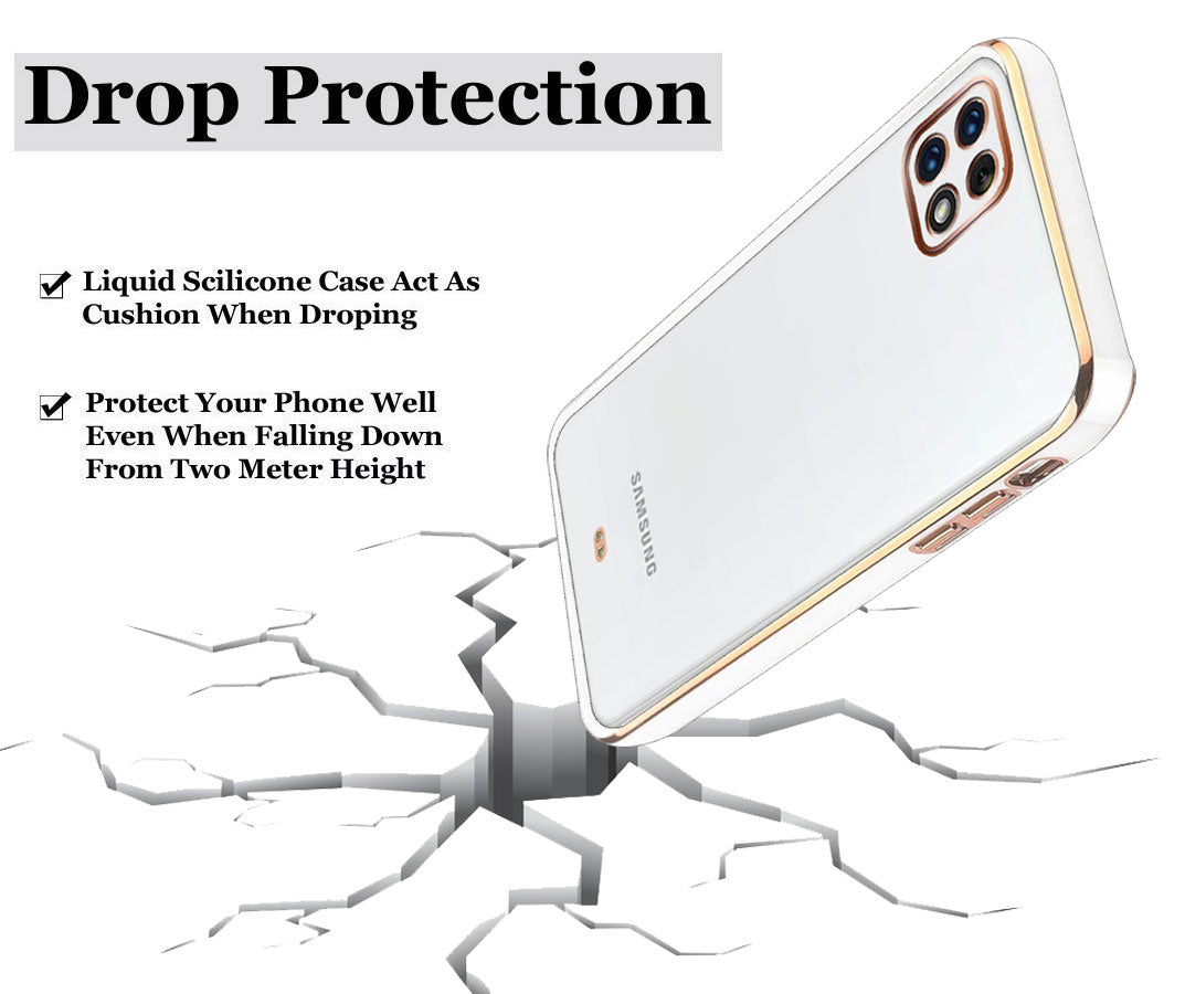 Electro Silicone Series Back cover Case For Samsung Galaxy A22 5G / Samsung Galaxy F42 5G - White