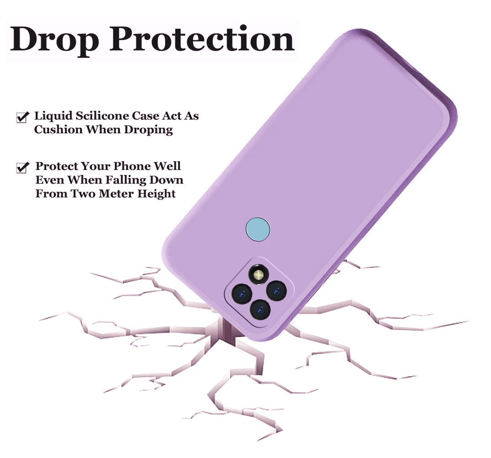 Oppo A15 / Oppo A15s Liquid Silicone Back Cover Case With TPU & Matte Finish - Purple