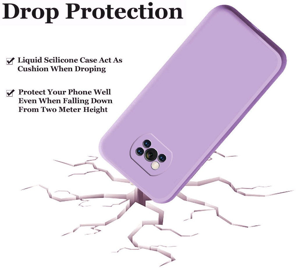 Poco X3/ Poco X3 Pro Liquid Silicone Back Cover Case With TPU & Matte Finish - Purple